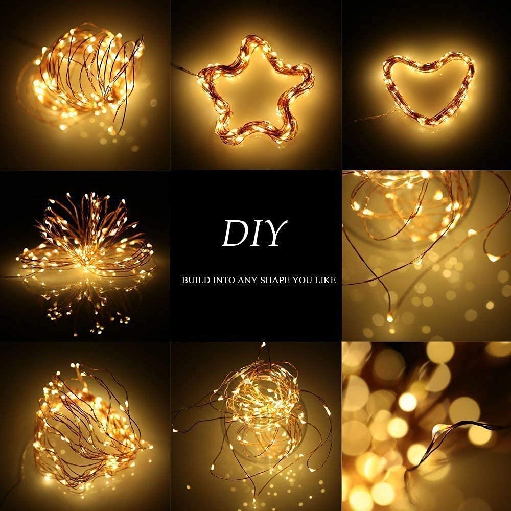 Sanniu 8 Pack Fairy Lights Battery Operated - 5m Warm White String Lights for Christmas, Wedding & Home Decor