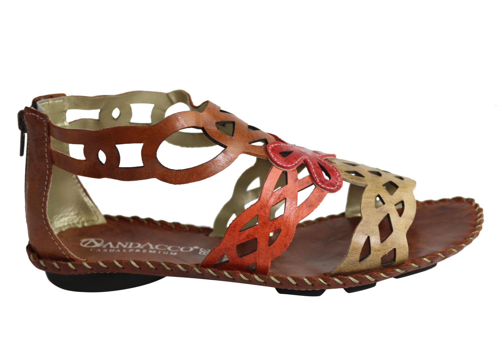 Andacco Betti Women's Comfortable Flat Leather Sandals - Handmade in Brazil - Perfect for Beach, Vacation & Summer Outfits