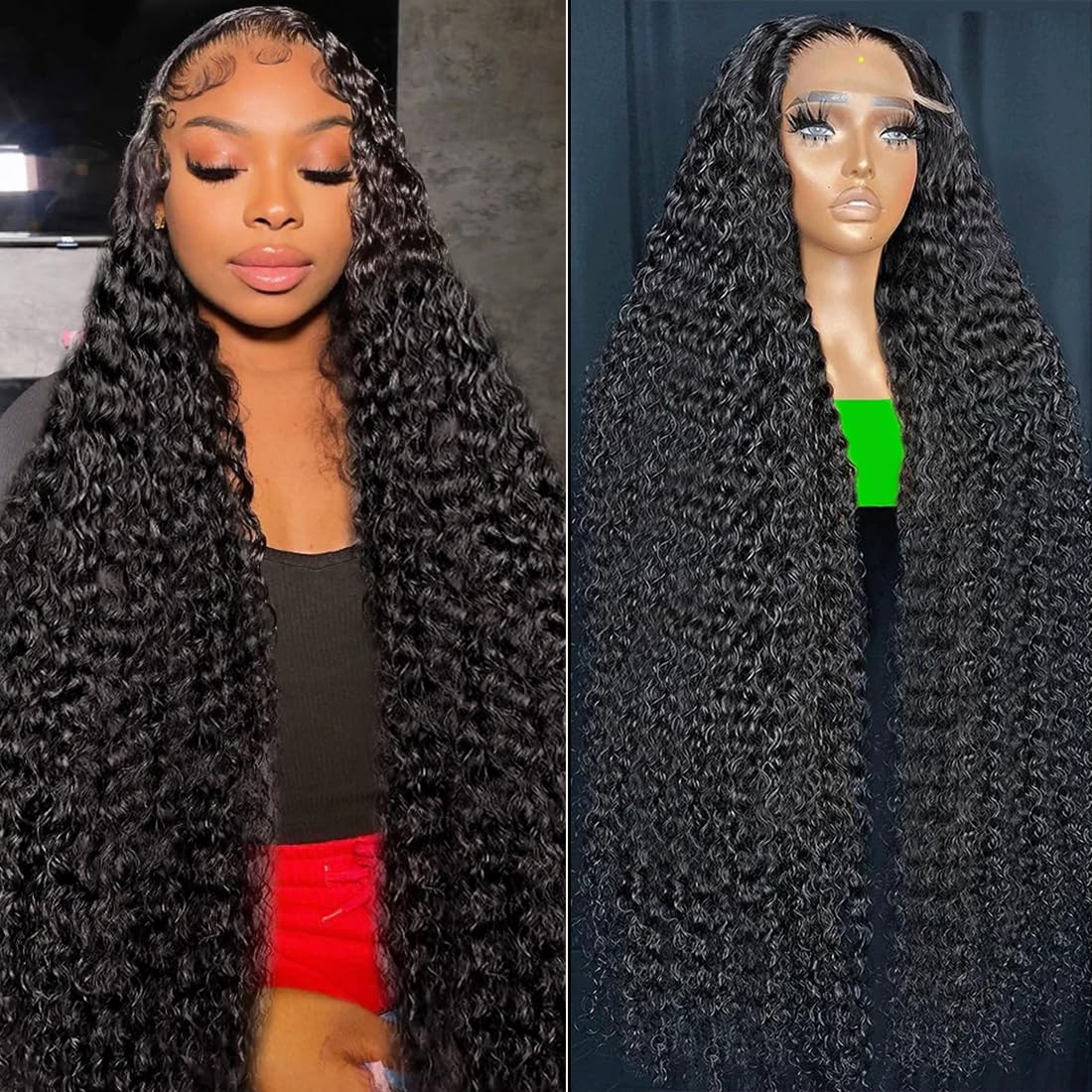 13x6 Deep Wave Lace Front Wigs Human Hair - 180% Density HD Transparent Lace Frontal Wig with Pre-Plucked Hairline & Baby Hair - Natural Black Color (30 Inch) - Perfect for Daily Wear, Cosplay, and Special Occasions