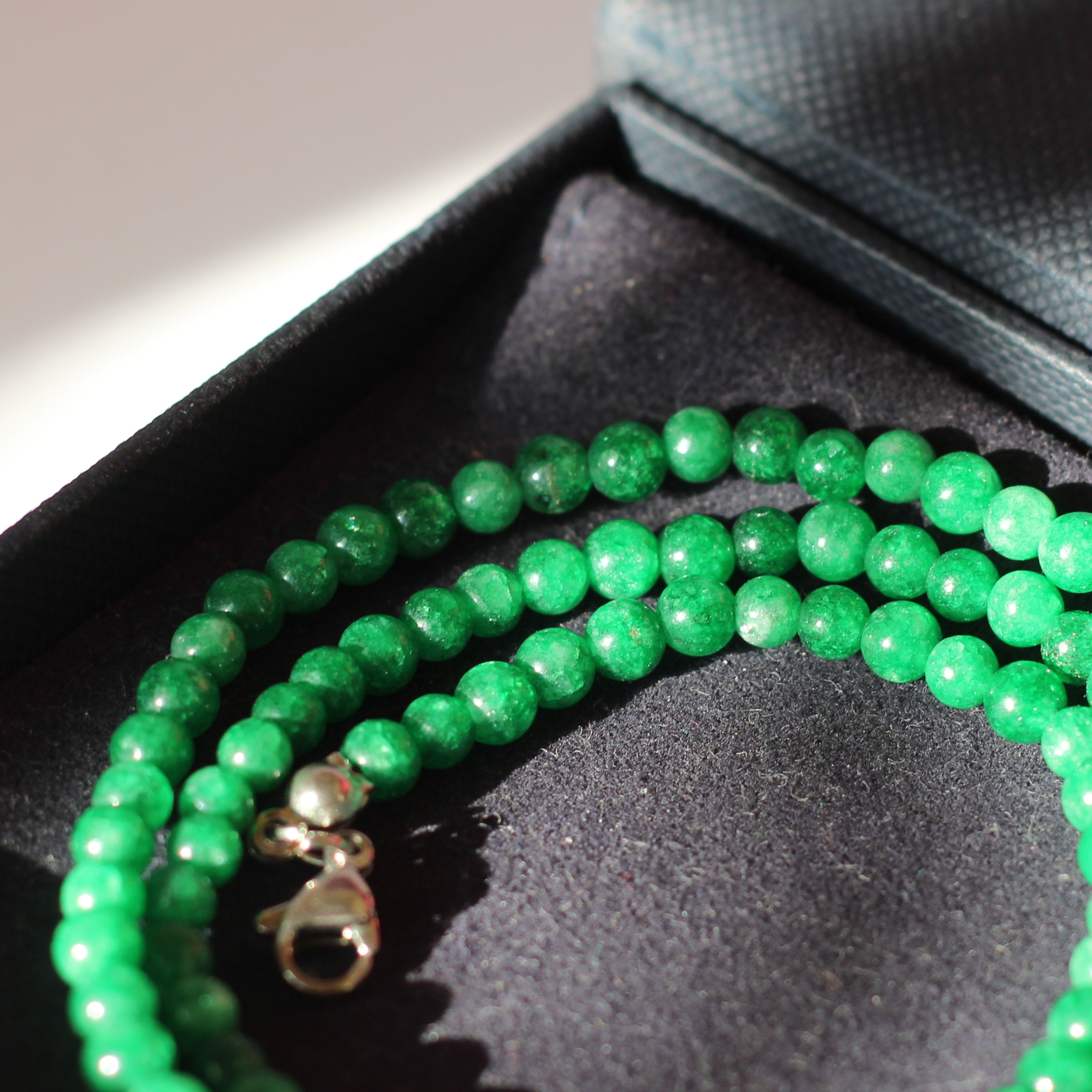 Elegant Green Jade Beaded Necklace - Mini Dainty Pendant Jewelry for Women | Perfect for Weddings, Parties & Everyday Wear