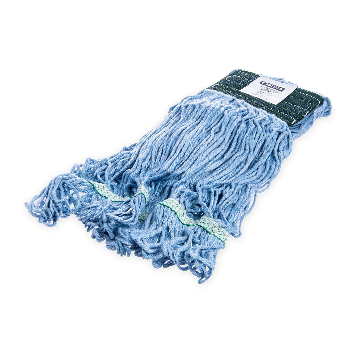 Carlisle 369448B14 Flo Pac Medium Looped End Mop Head - Blue with Green Band - Heavy Duty Commercial Cleaning for Restaurants, Hospitals & Schools
