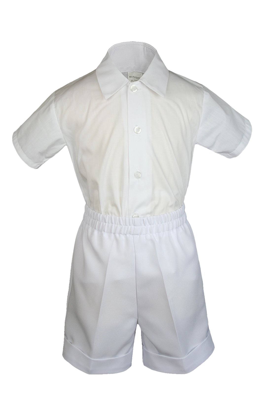 5-Piece Baby Boys' White Bow Tie & Satin Vest Shorts Suit Set - Sizes S to 4T (4T, White) | Formal Outfit for Weddings, Parties & Special Occasions