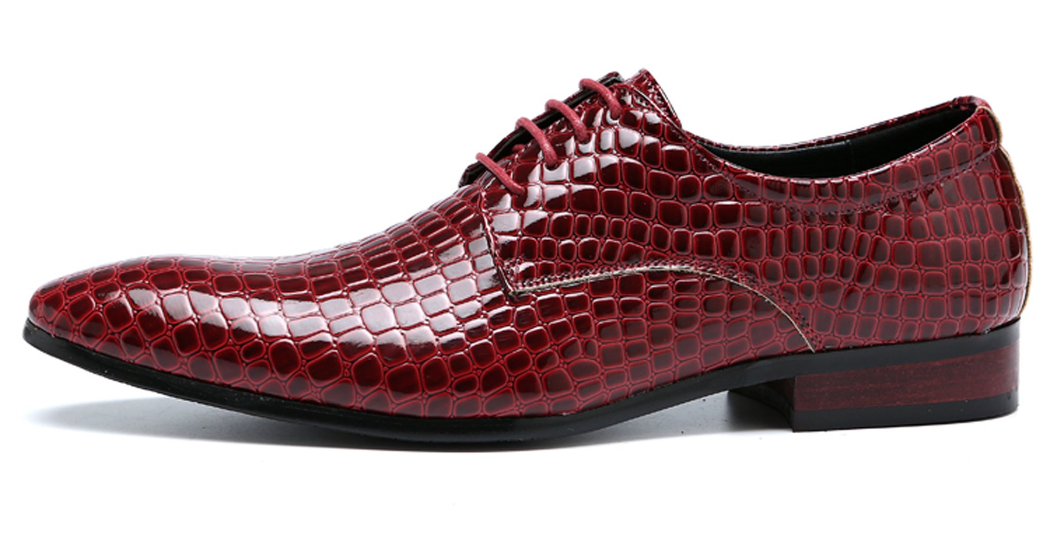 Men's Alligator Patent Leather Oxford Dress Shoes - Formal Wedding & Prom Shoes for Men - Perfect for Business, Office, and Special Occasions
