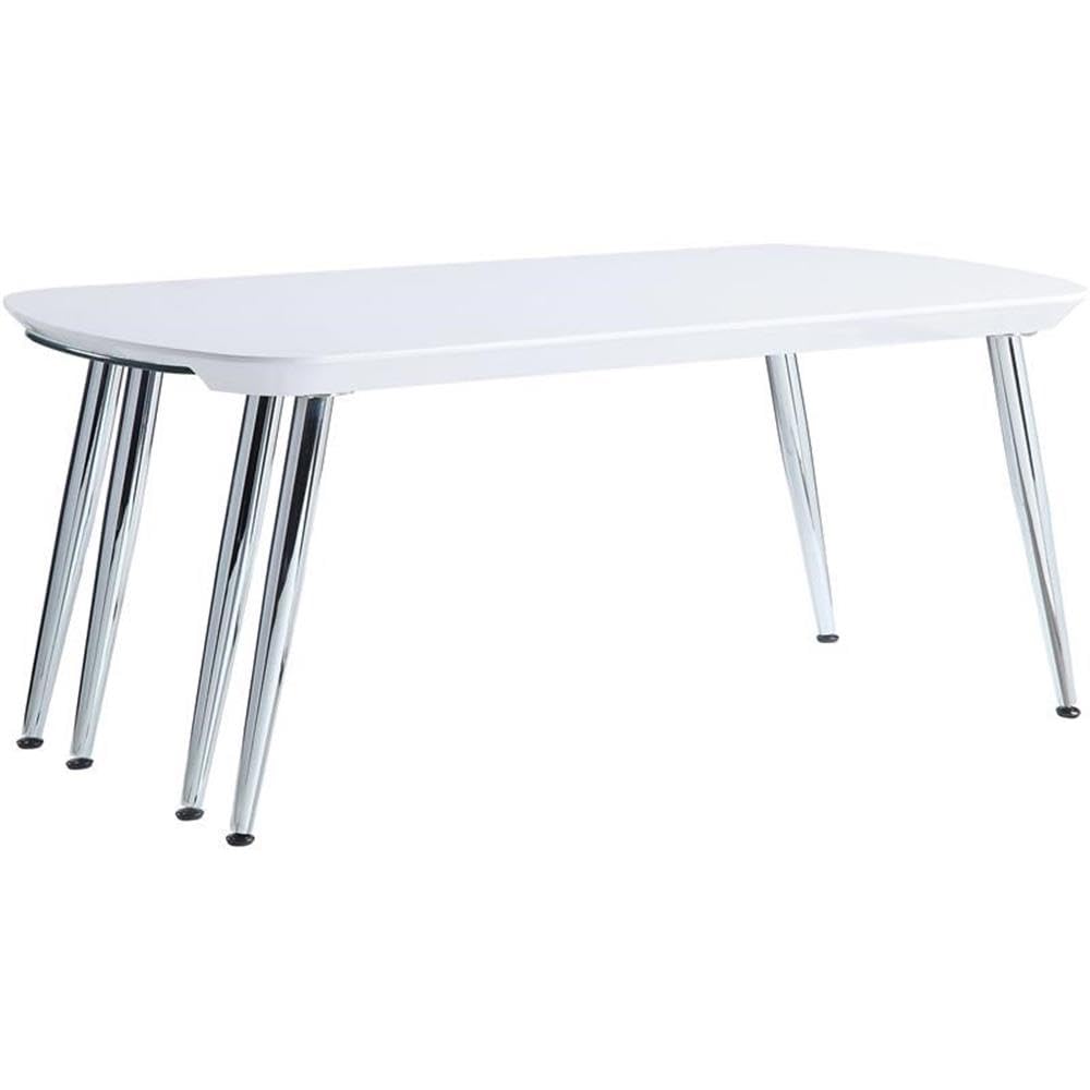 Acme Patina Wood Coffee Table with Pull-Out Top in White & Chrome - Modern Living Room Furniture for Small Spaces & Home Decor