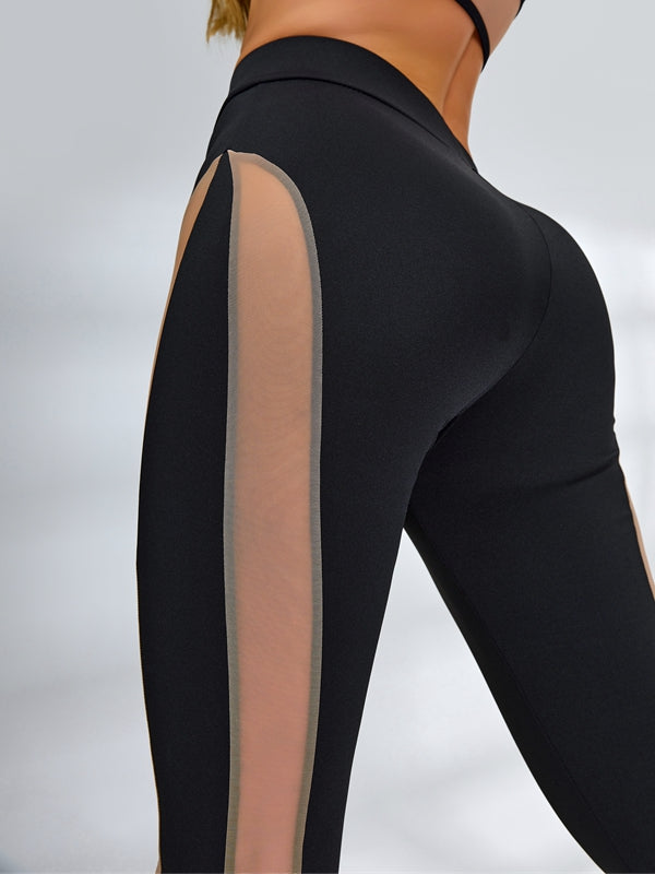 ZASUWA Women's Sexy Sheer Mesh Split Tracksuit - Stylish Workout Outfit for Gym, Yoga & Nightclub Fashion