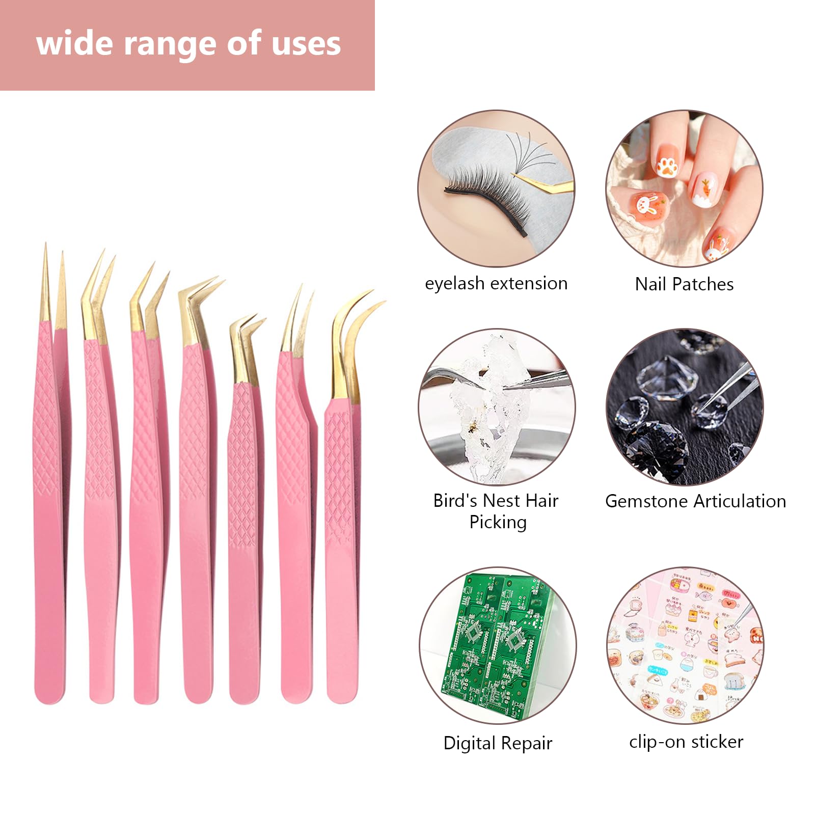 Professional Stainless Steel Eyelash Extension Tweezers for Volume & Classic Lashes - Precision Lash Tweezer for Salon & DIY Home Use