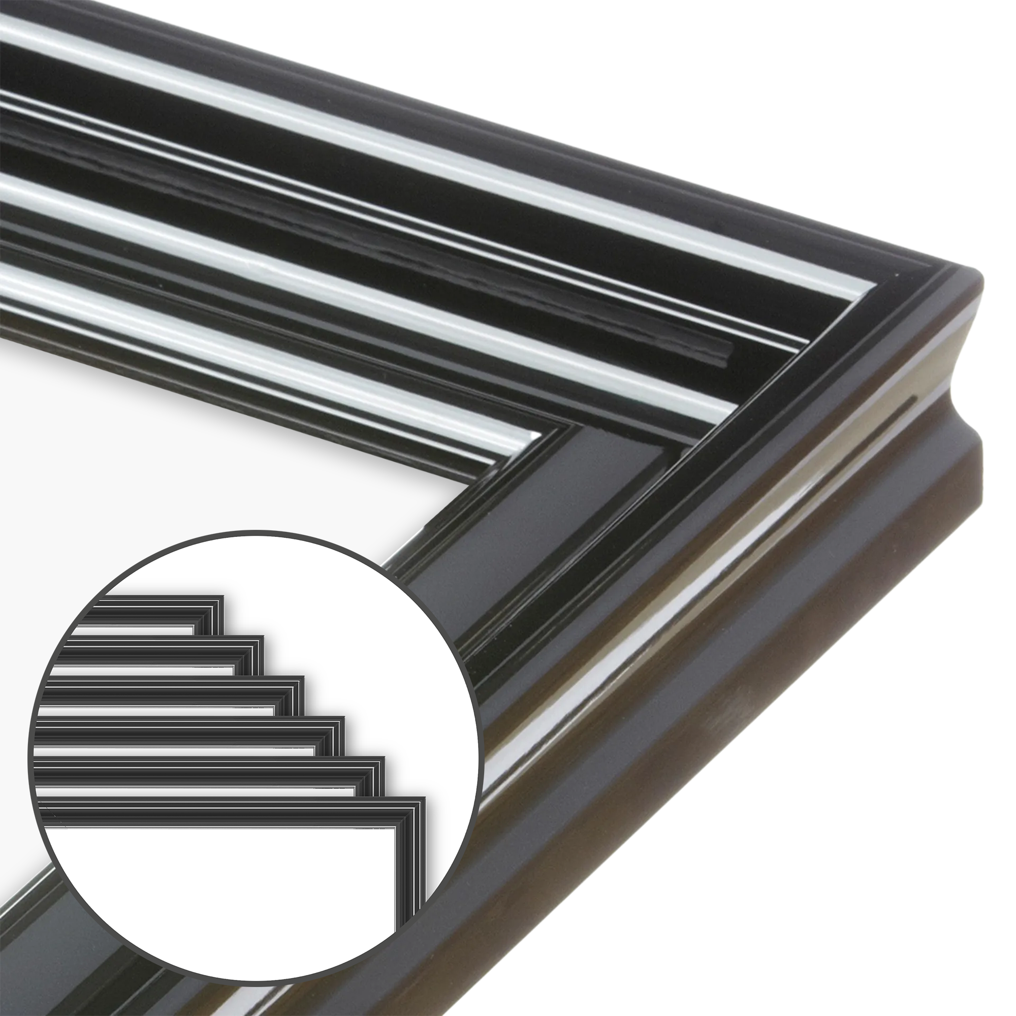 6-Pack Black Glossy Electric Wide Wall Frames - Modern Home & Office Decor for Living Room, Bedroom, or Gallery Display