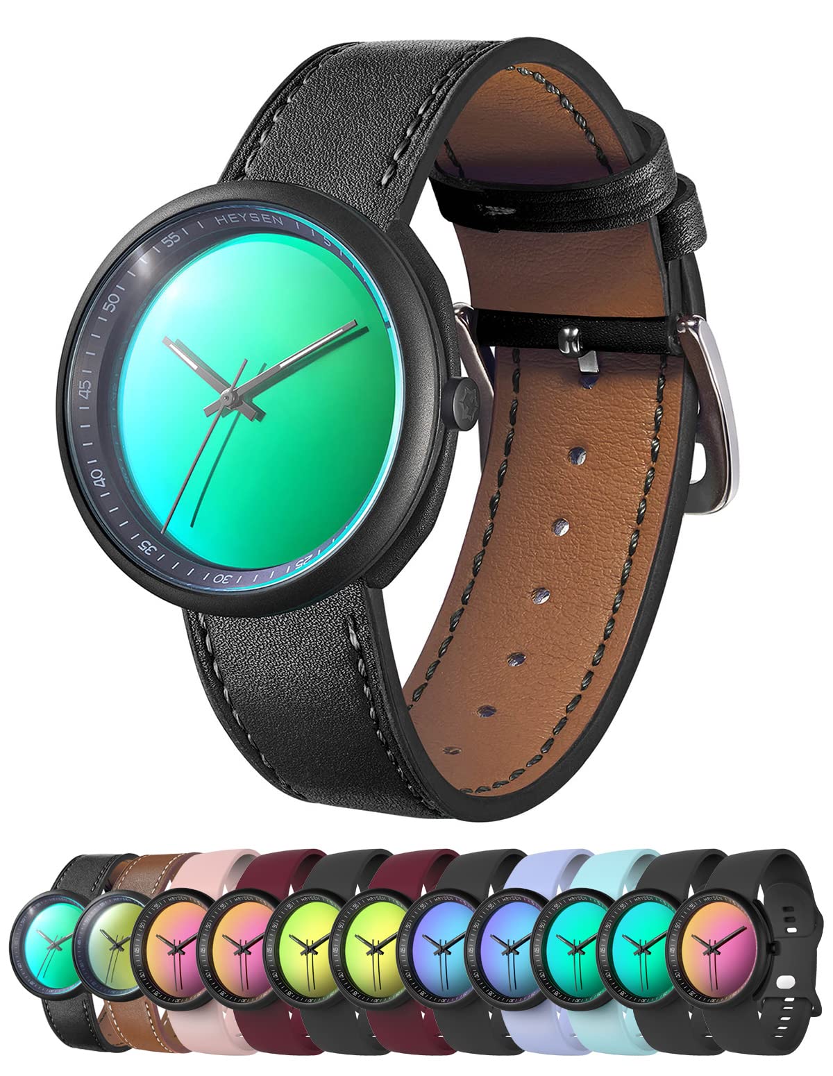 HEYSEN Japanese Quartz Movement Unisex Magic Mirror Watch - Luminous Hands, Waterproof, Fashion Sunglasses Style - Perfect for Casual Wear, Outdoor Activities & Unique Gift Giving