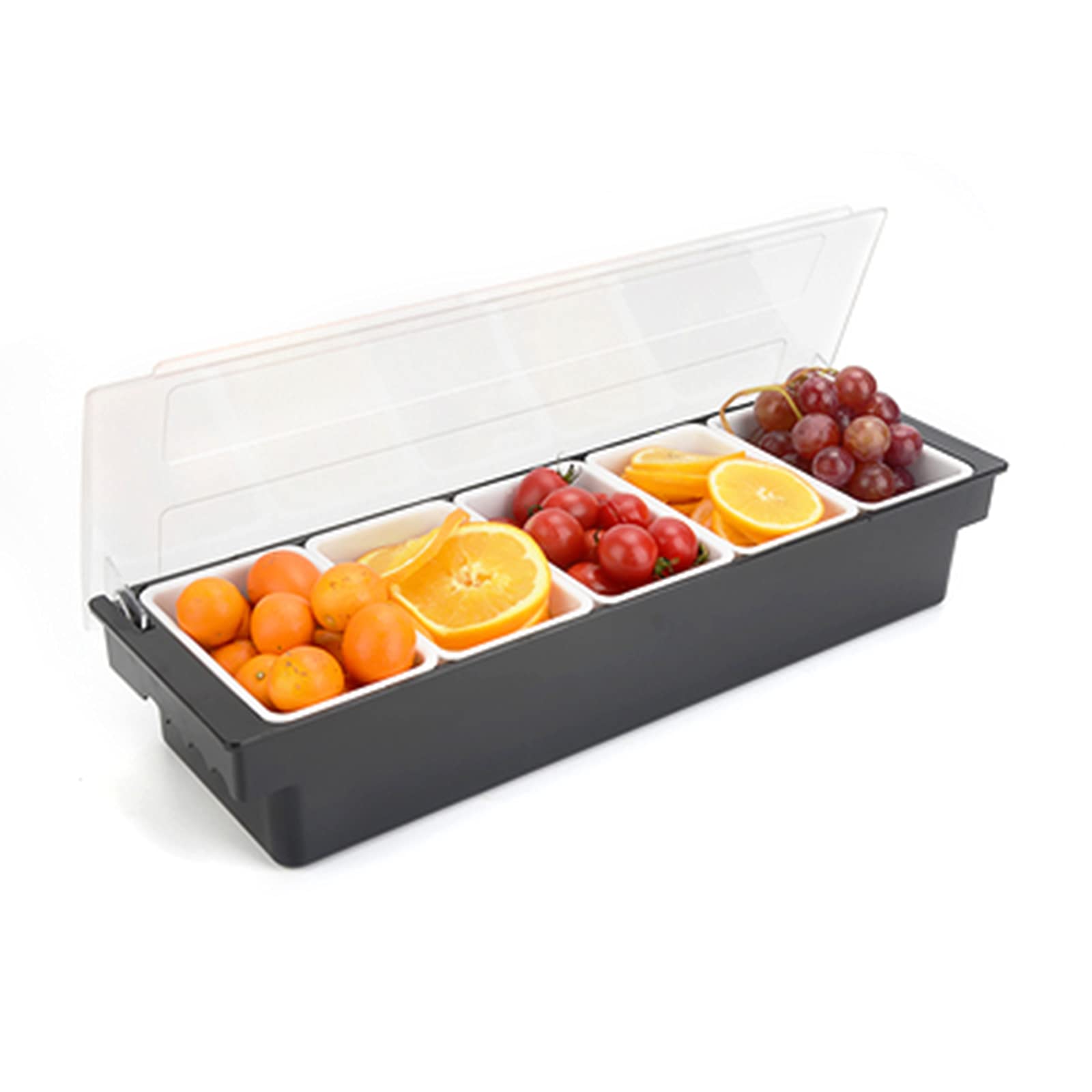 TFCFL Plastic Fruit Storage Box - 5-Piece Multifunctional Food Container Set with Lids & Condiment Trays | Perfect for Kitchen Organization, Meal Prep, and Refrigerator Storage