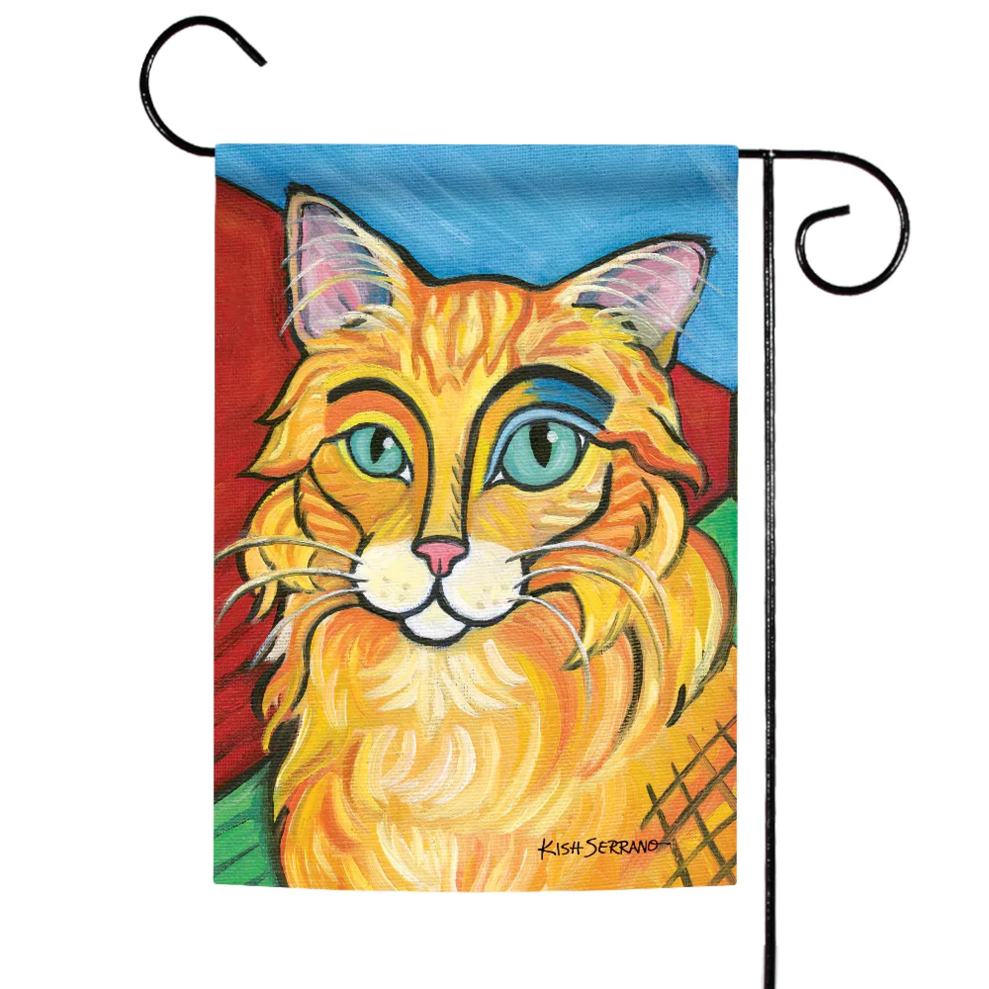 Toland Home Garden 119622 Pawcasso - 12x18 Inch Double Sided Longhaired Orange Cat Garden Flag for Outdoor Yard Decoration | House Flag, Porch Decor, Seasonal Display