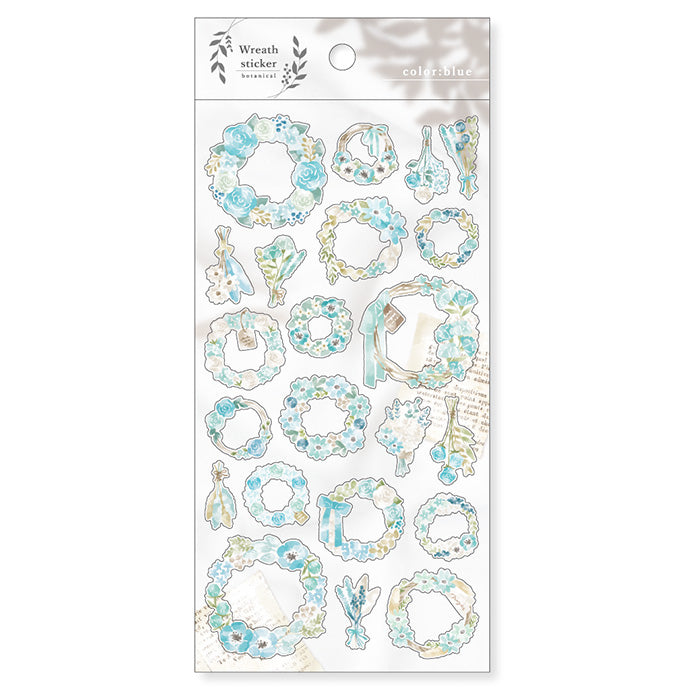 Blue Flower Wreath Sticker - Decorative Vinyl Wall Decal for Home, Office & Party Decor | Mind Wave Design