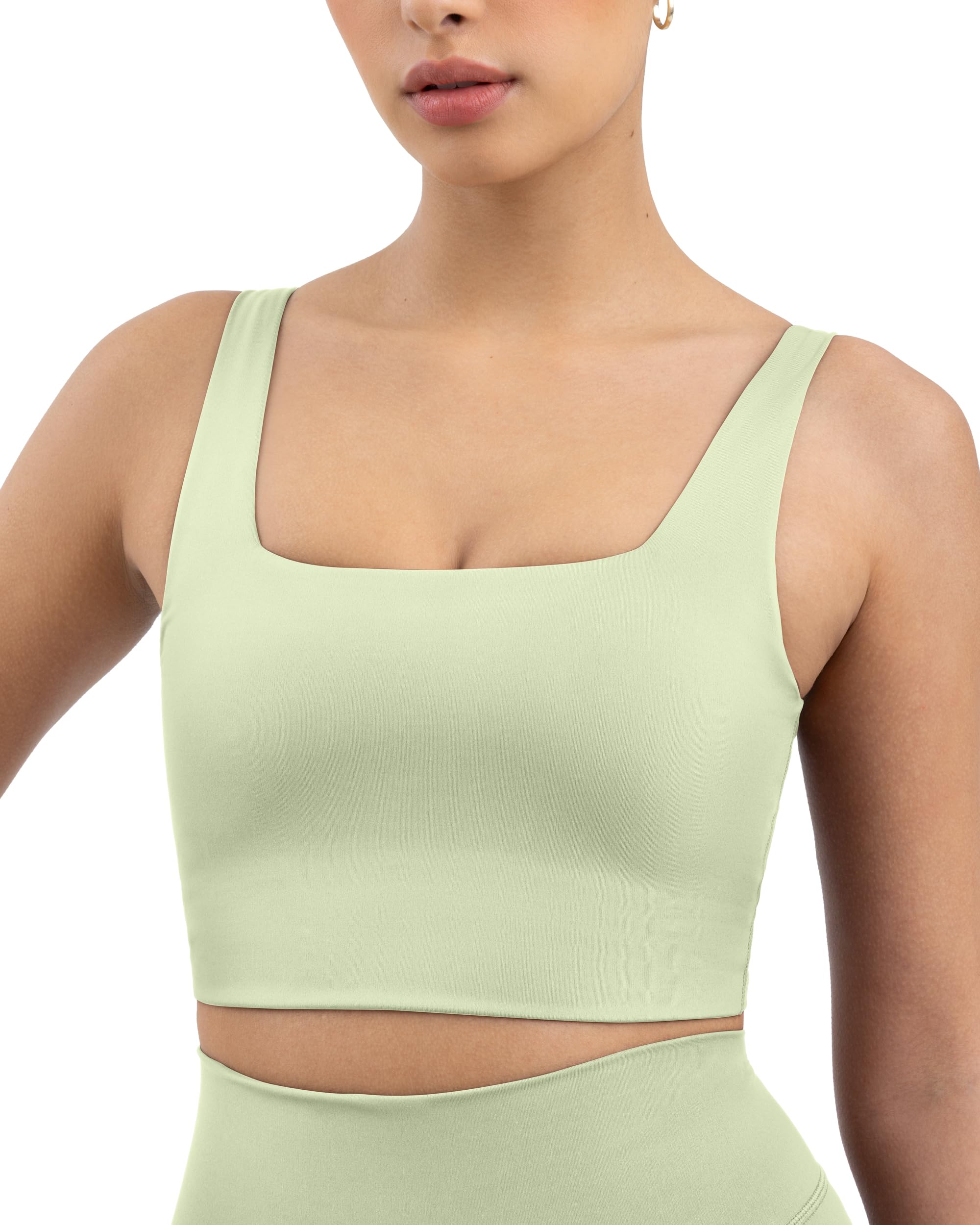 High-Performance Women's Compression Sports Bra - Medium Support Square Neck Longline Workout Bra with Removable Pads | Perfect for Running, Yoga & Gym Training