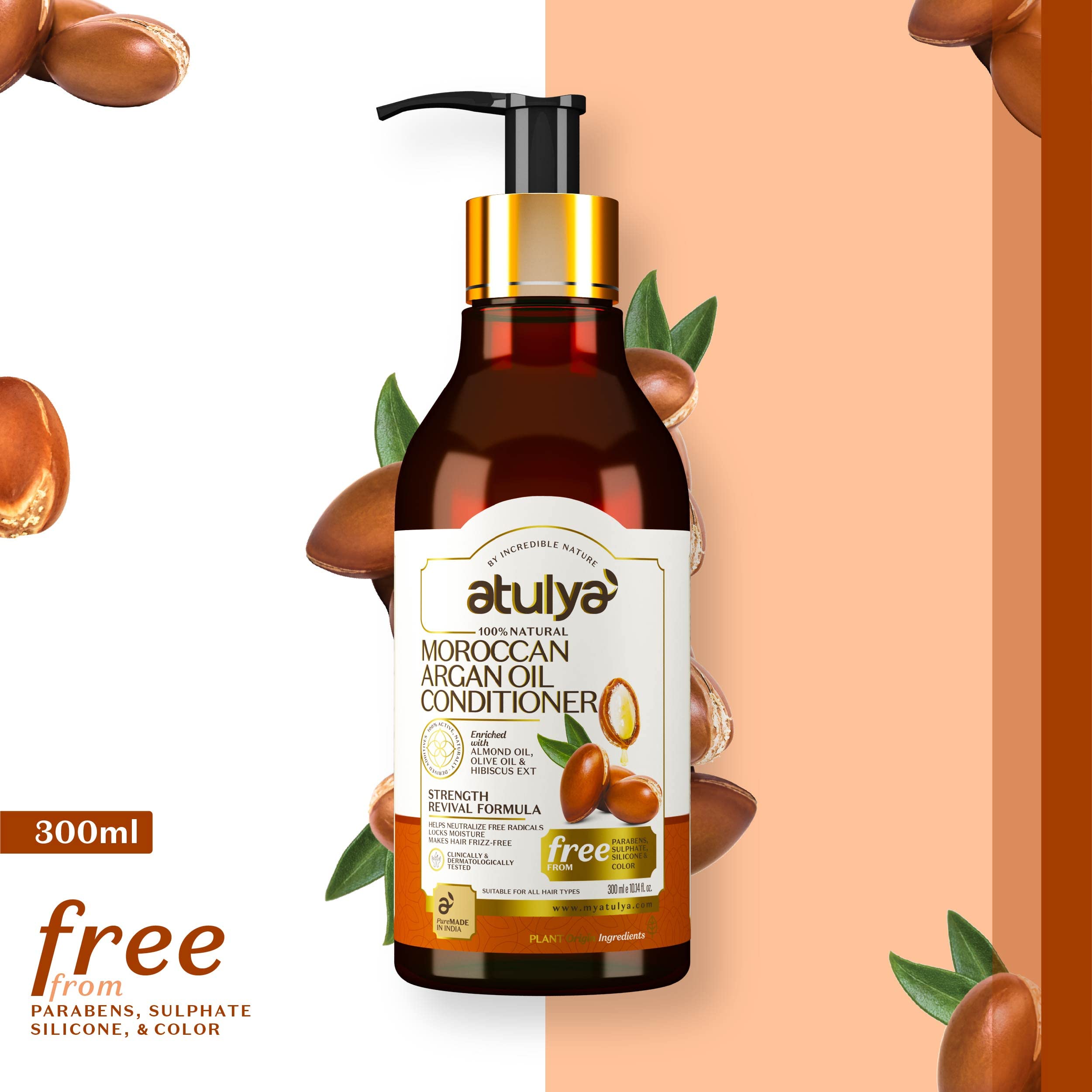 Atulya Moroccan Argan Oil Conditioner for Hair - Natural Hydrating & Repairing Treatment for Dry, Damaged Hair - Perfect for Daily Use & Salon-Quality Results at Home