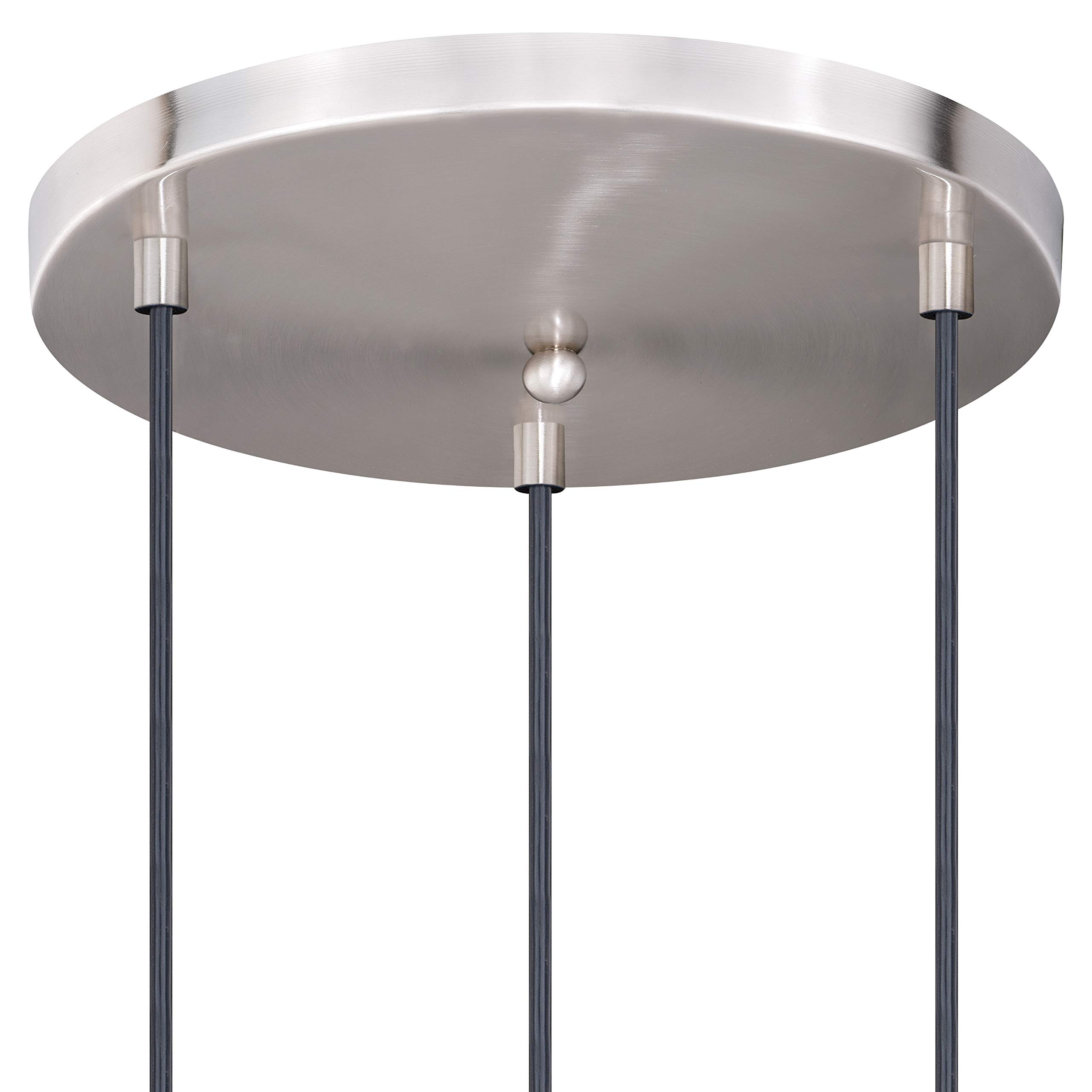 VAXCEL Millie 3L Nickel & Bronze Farmhouse Pendant Light with Blue Glass - Rustic Ceiling Chandelier for Kitchen Island, Dining Room, or Entryway Lighting