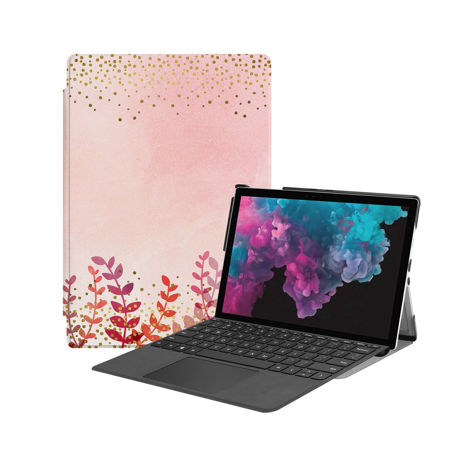 Microsoft Surface Case - Pink Floral Design Protective Cover for Surface Pro/Go/Laptop | Perfect for Work, School & Travel