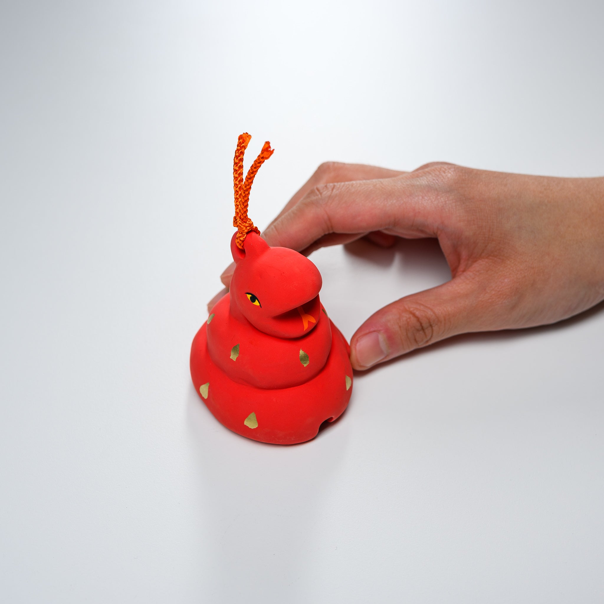 Seto Ware Handmade Lucky Snake Bell Charm - Japanese Traditional Fortune Ornament for Home Decor, Gift Giving & Feng Shui