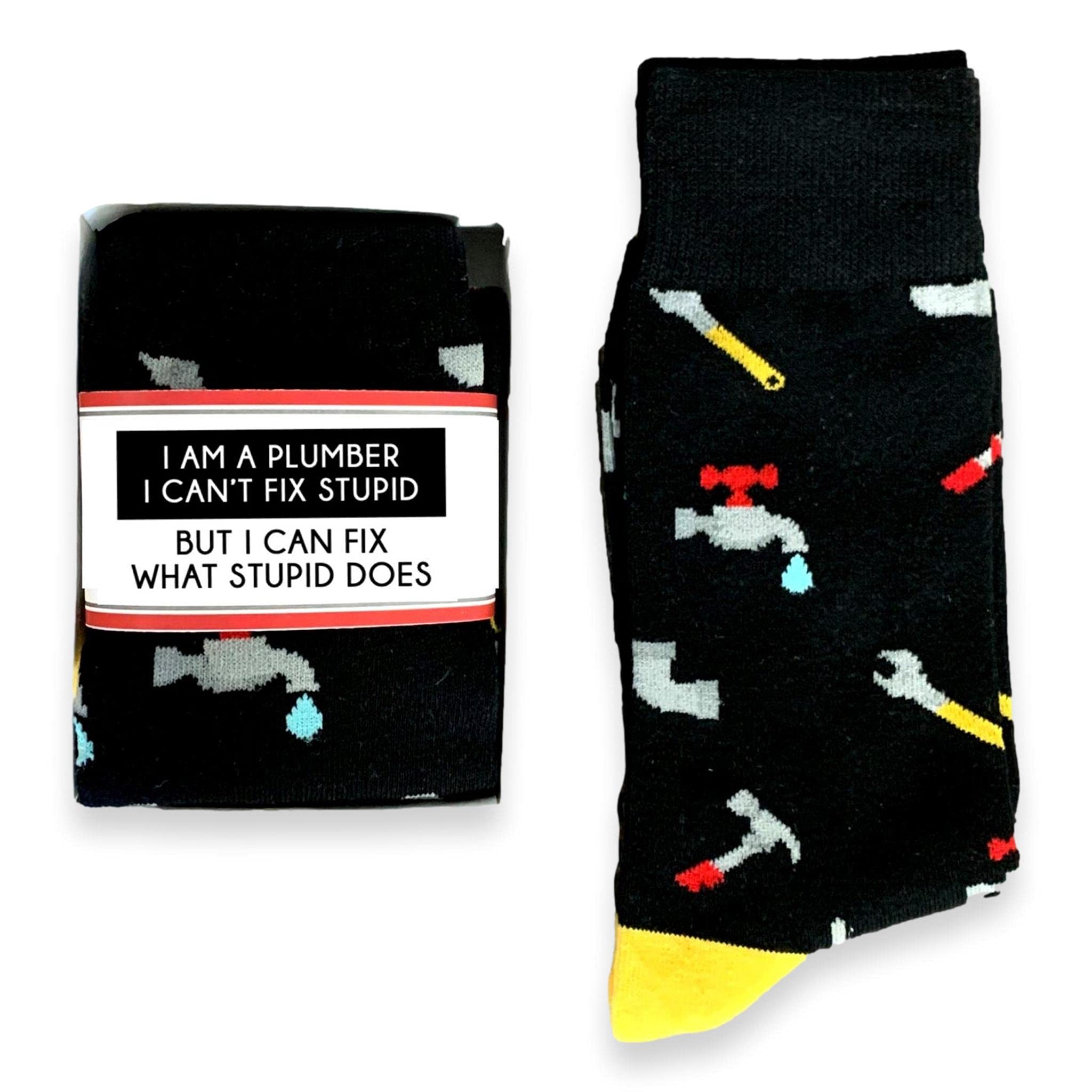 Funny Plumber Socks for Men - Novelty Crew Socks with Doodle Beads & 'Plumbers Know Their Crap' Design - Perfect Birthday Gift for Drain Surgeons & Plumbing Professionals (Great for Work, Gag Gifts & Casual Wear)