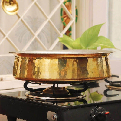 Premium Brass Cooking Pot (Pital Lagan) - Traditional Indian Cookware for Healthy Meals | Perfect for Curry, Dal, Rice & Home Cooking