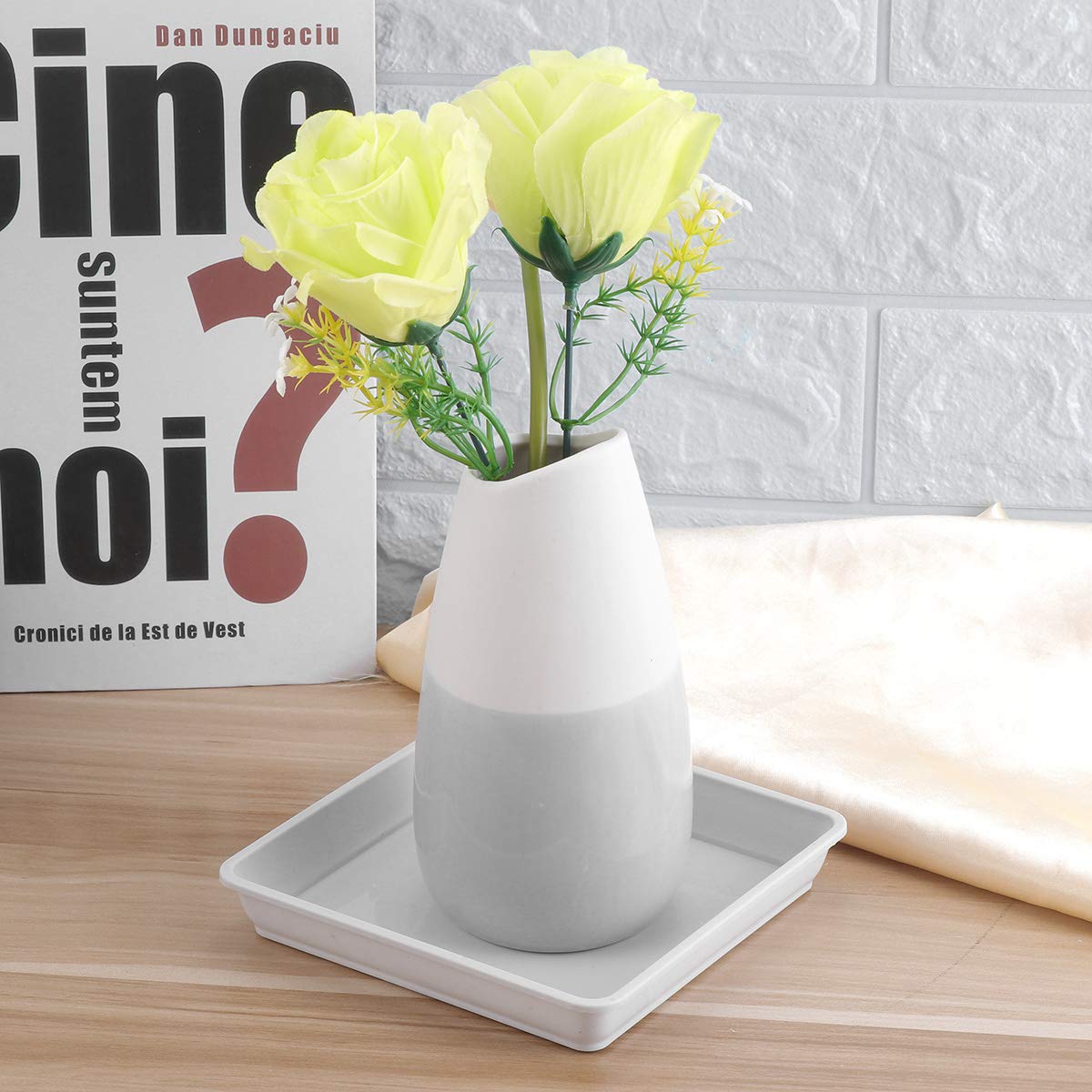Yardwe 10-Pack 5.9 Inch Square Plastic Plant Saucers - Waterproof Drip Trays for Indoor/Outdoor Flower Pots - White Plant Pot Trays for Garden, Patio, Balcony & Home Decor