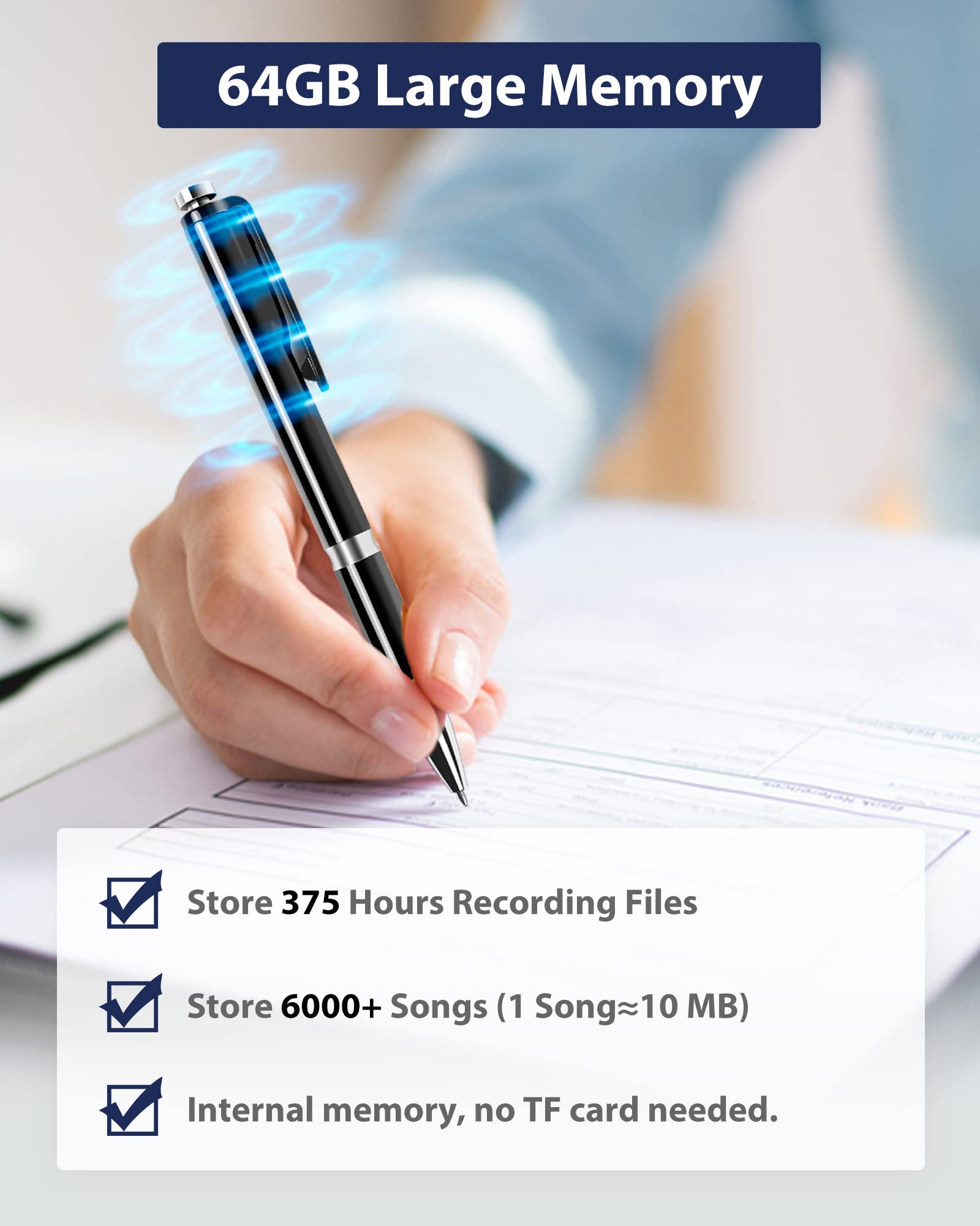 64GB Digital Voice Recorder with 3072Kbps High Quality Recording - XIXITPY PCM Noise Reduction & Playback Function - Perfect for Lectures, Meetings, Interviews & Memos