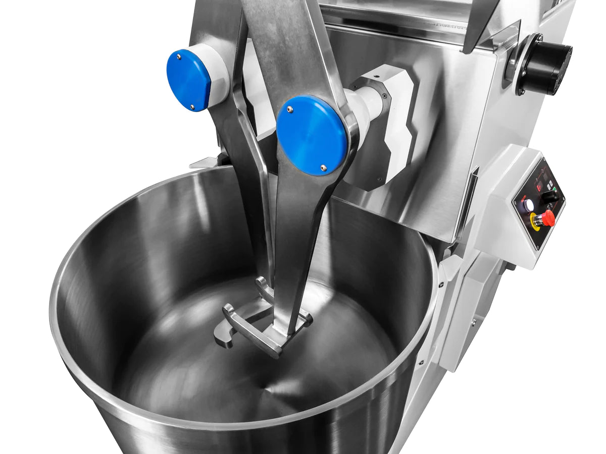 AMPTO Twin Diving Arms Mixer - 123 1/2 lb Dough Capacity, 208-220V/60/1PH Commercial Dough Mixer (Model IBT55INV) - Perfect for Bakeries, Pizza Shops & Commercial Kitchens