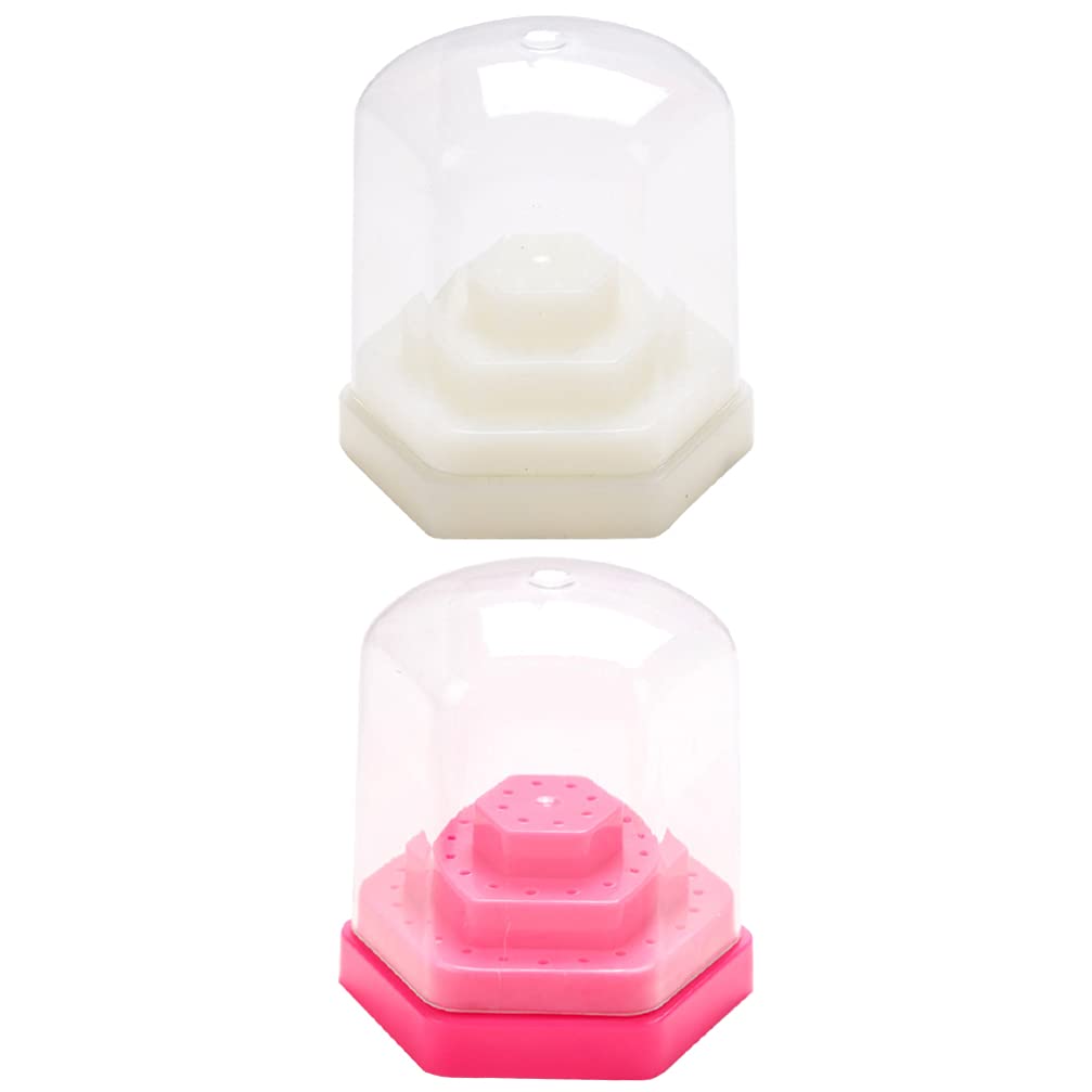 2-Piece Nail Drill Bits Organizer & Storage Box - Grinding Head Display Stand for Nail Drill Accessories - Perfect for Salon, Home Manicure & Nail Art Professionals