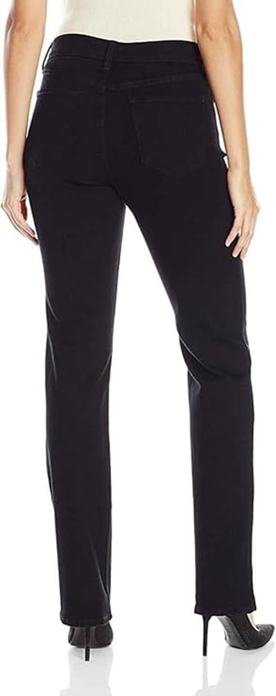 NYDJ Women's Marilyn Straight Leg Denim Jeans - Black, Size 6X32 - Comfortable Stretch Fit for Everyday Wear & Office Casual Style