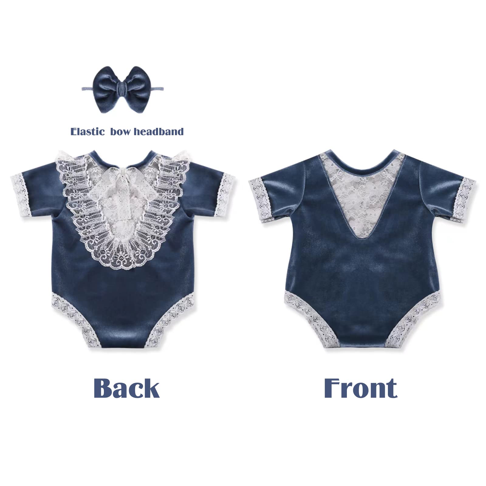 Newborn Baby Girl Lace Romper Outfit with Headband - Princess Costume for Newborn Photography Props & Infant Photo Shoots - Perfect for Baby Showers, Christenings, and First Birthday Parties