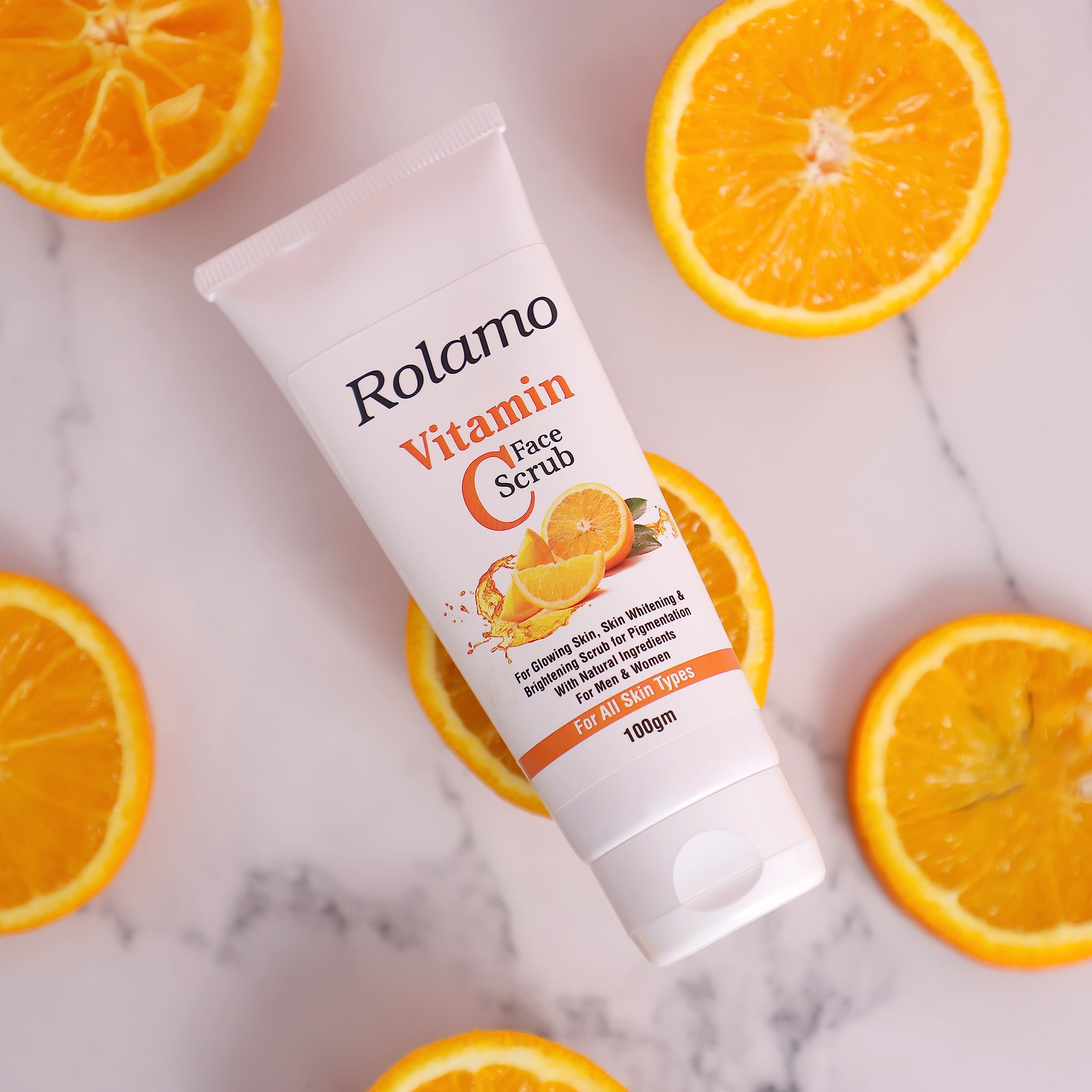 Rolamo Vitamin C Skincare Set - Brightening Face Wash, Moisturizer, Sunscreen, Toner & Serum for Glowing Skin (100ml Face Wash + 100ml Scrub + 30ml Serum) | Daily Anti-Aging Routine for Women & Men | Perfect for Morning & Night Skincare Regimen