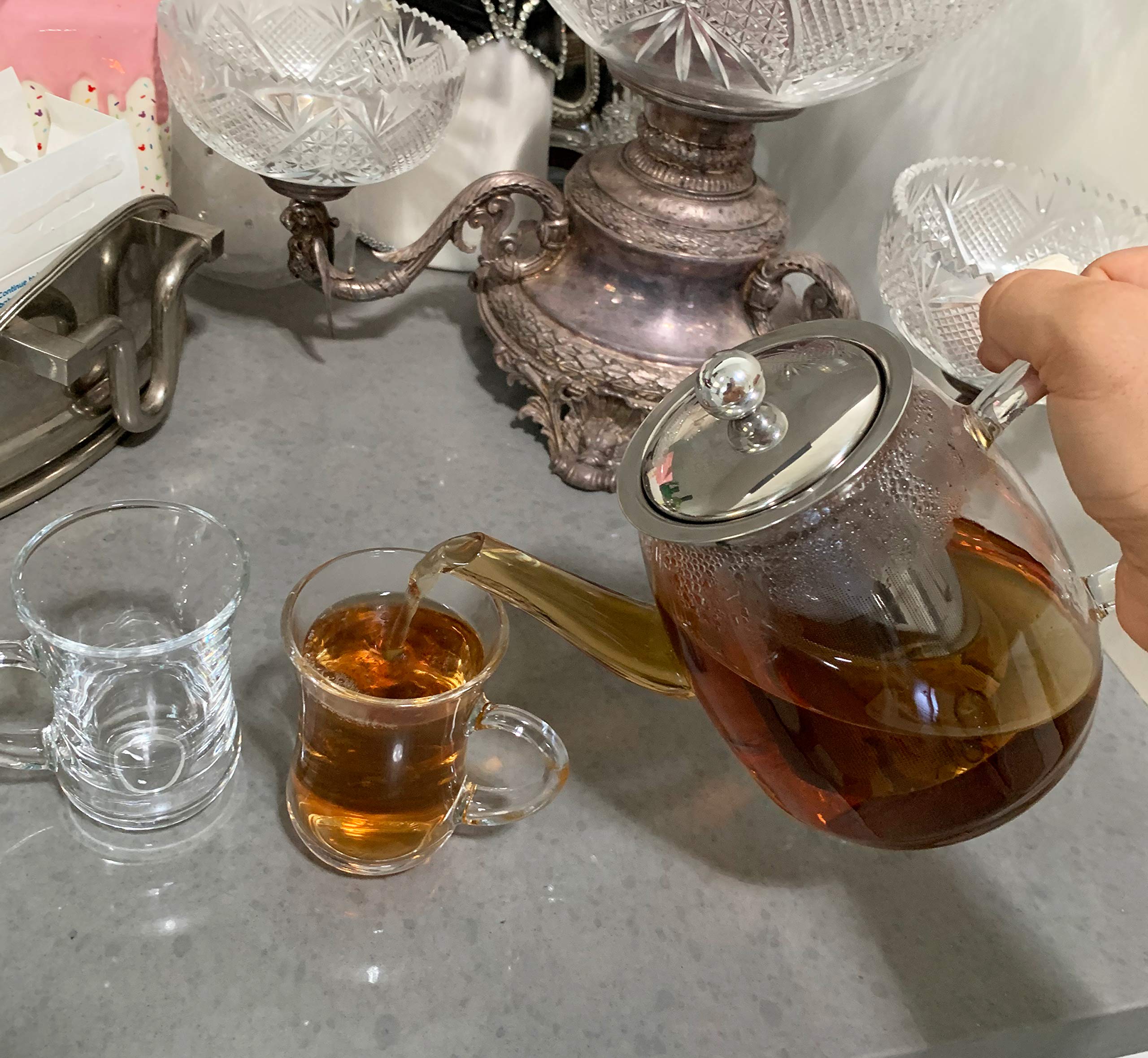Premium Borosilicate Glass Teapot with Removable Stainless Steel Infuser - 900ML (4 Cups) Capacity for Blooming & Loose Leaf Tea - Stovetop Safe - Perfect for Home, Office & Tea Ceremonies