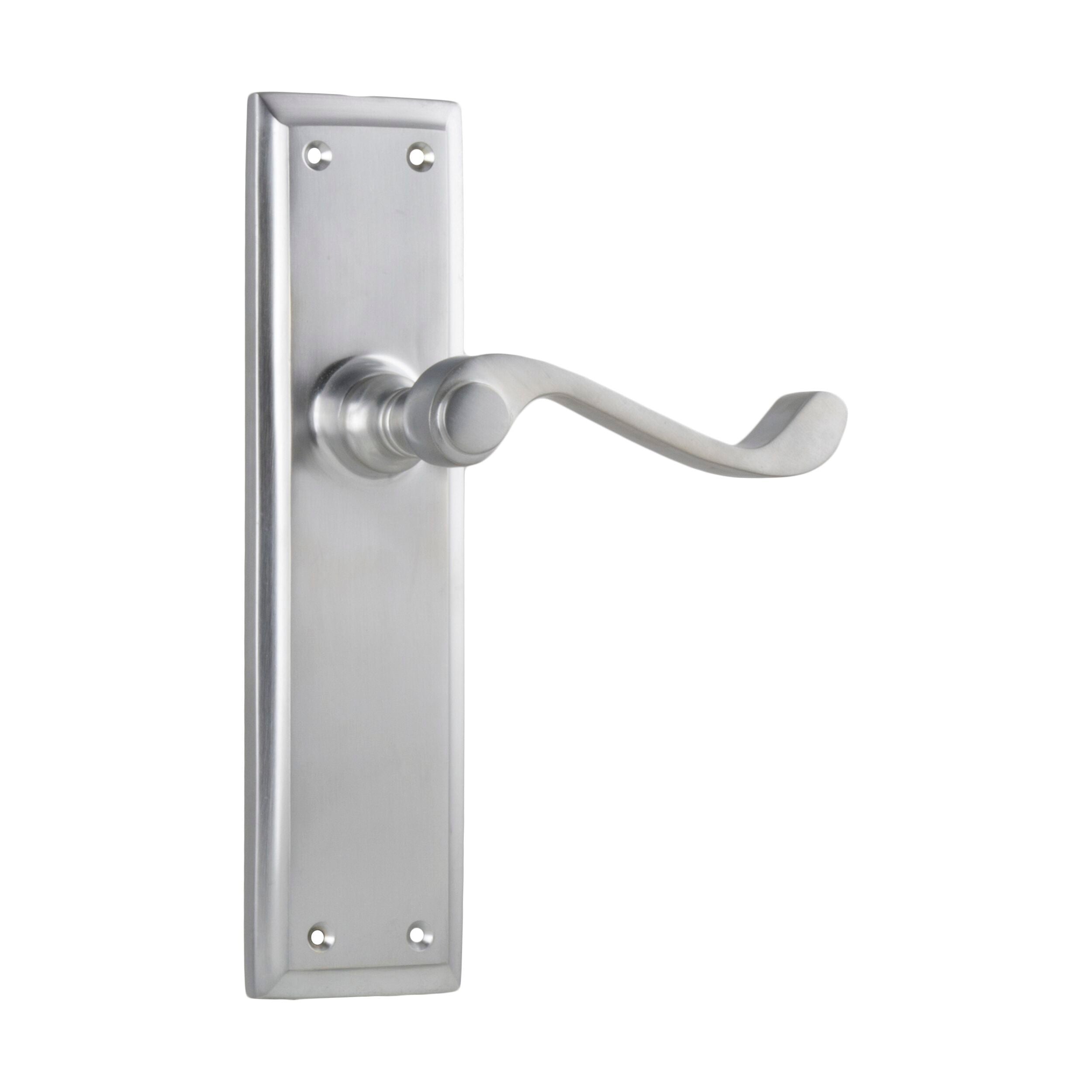 Milton Latch Pair Satin Chrome Door Lever - H200xW50xP68mm - Ideal for Interior Doors, Bedrooms, and Offices