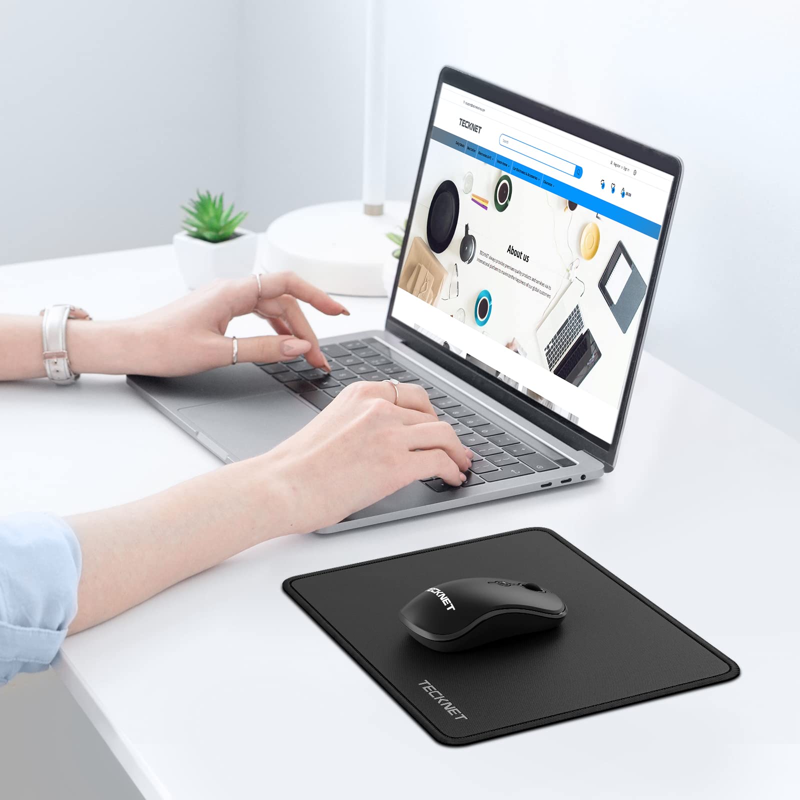 TECKNET Gaming Mouse Pad - Non-Slip Rubber Base, Waterproof Surface, Anti-Fray Stitched Edges - Compatible with Laser & Optical Mice - Perfect for PC, Laptop, Office & Gaming Setup - Black