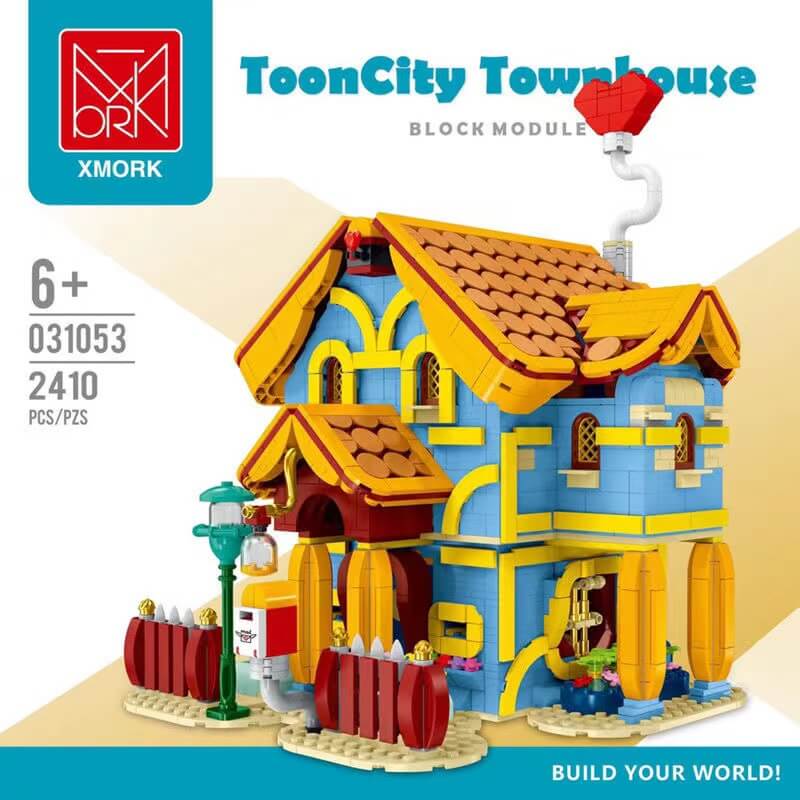 MORK MODEL 031053 ToonCity Townhouse Building Blocks Set - 2140pcs Creative Construction Toy for Adults & Kids | Perfect for Home Decoration, Gift Giving & Collectible Display