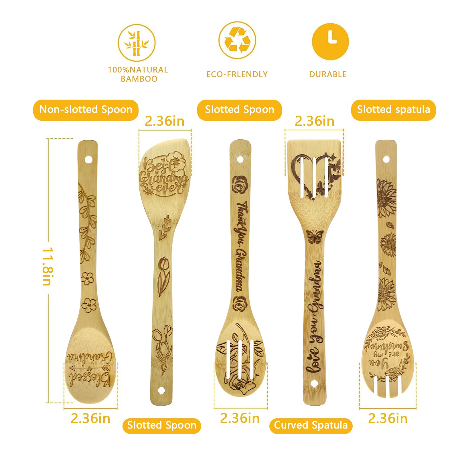 Best Grandma Gifts - Premium Kitchen Utensil Set with Wooden Spoons & Cooking Apron | Thoughtful Birthday, Christmas & Mother's Day Present for Grandma, Nana & Grandmother | Perfect for Baking, Cooking & Family Gatherings