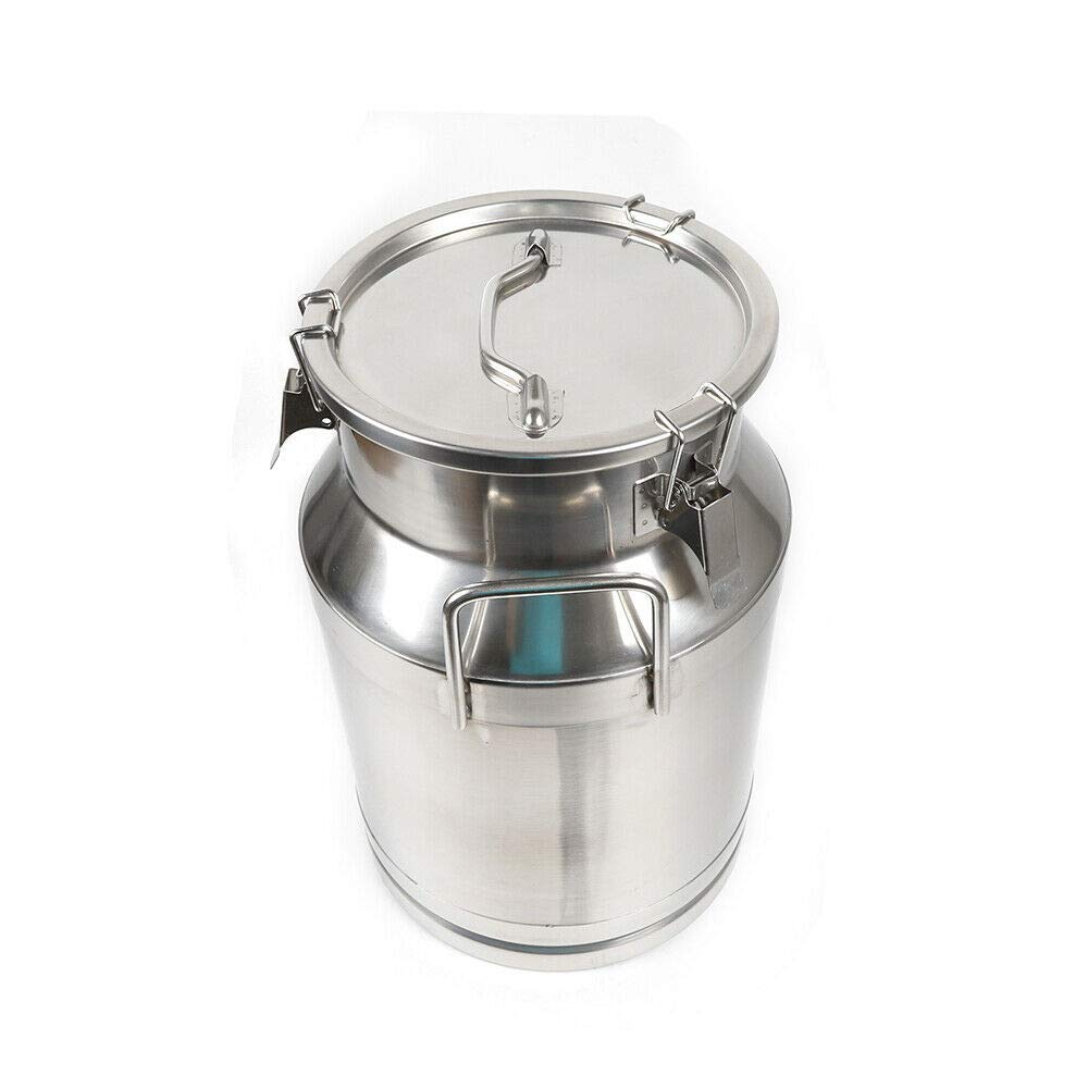 304 Stainless Steel 30L/7.93 Gallon Milk Can with Sealed Lid & Spigot - Multi-Purpose Food Storage Container for Milk, Wine, Beer Brewing, and Bulk Food Preservation - Ideal for Home Brewing, Dairy Farms, and Commercial Kitchens