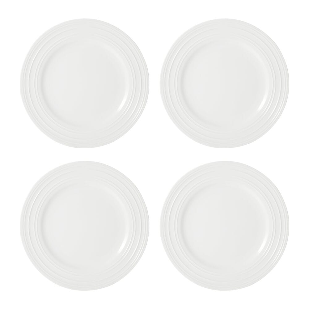 Ciara Set of 4 Elegant Porcelain Dinner Plates - 10.5 Inch Round Plates for Formal Dining, Wedding, Holiday & Everyday Use - Dishwasher & Microwave Safe