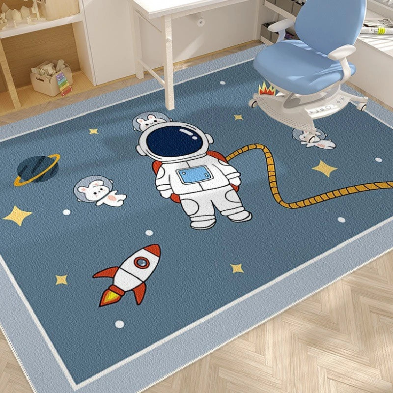 Linda Space Explorer Spillproof Velvet Nursery Rug - Soft Non-Slip Baby Play Mat for Kids Room, Daycare & Nursery Decor - Perfect for Crawling, Playtime & Learning Activities