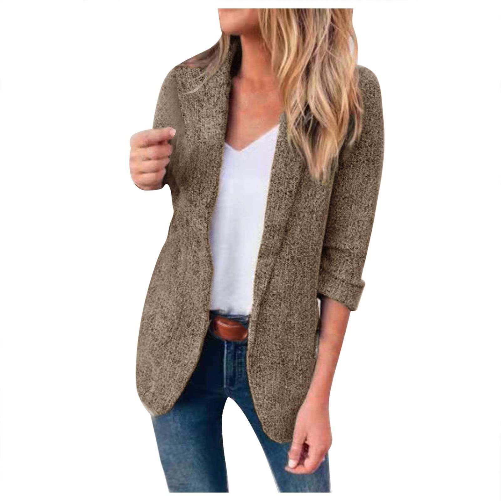 Women's Casual Blazer Jacket - Long Sleeve Open Front Office Wear for Work & Business