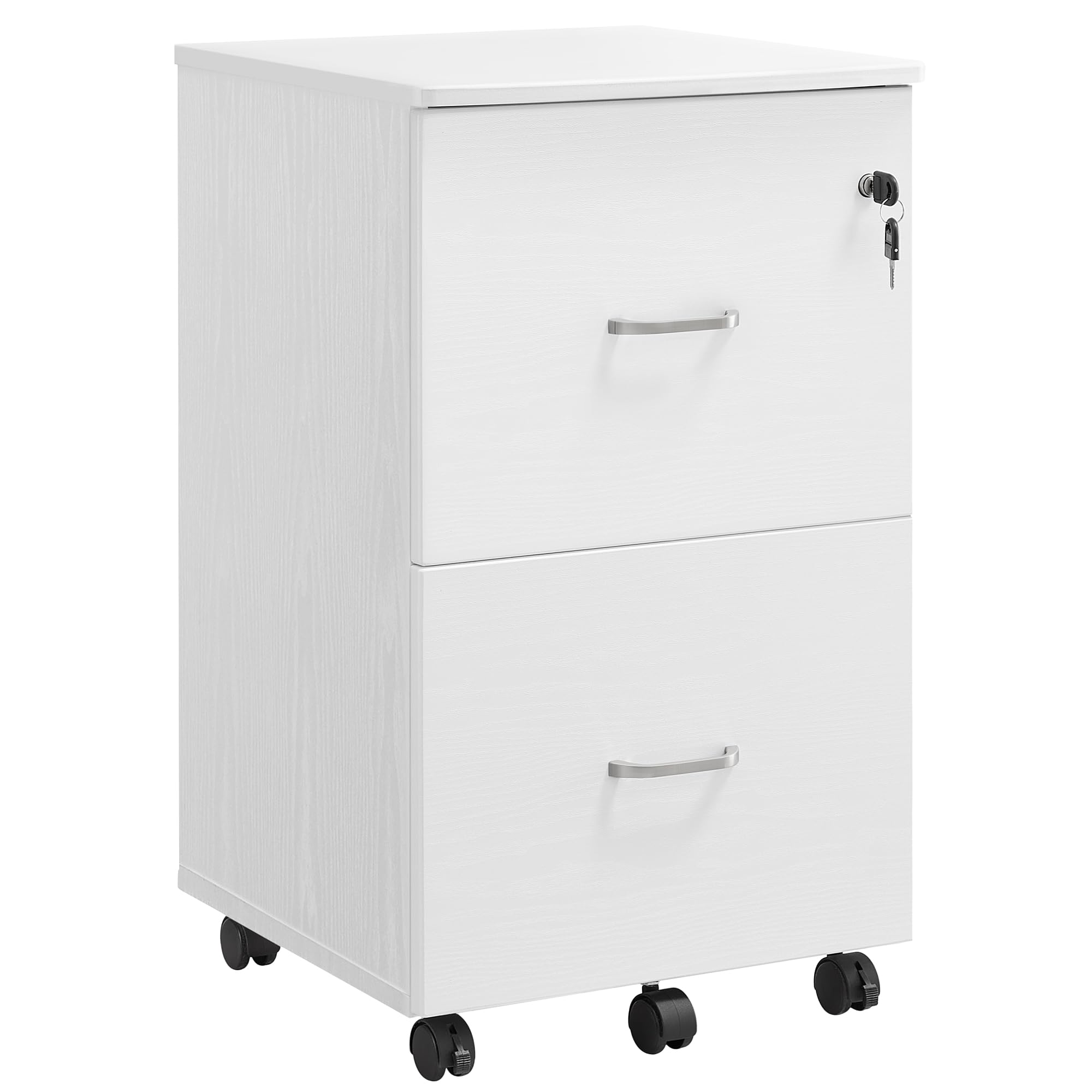 VASAGLE 2-Drawer Locking File Cabinet with Wheels - Home Office Storage Organizer for A4 & Letter-Size Documents, Printer Stand - Honey Brown & Black ULCD027T46V2 | Perfect for Small Spaces & Mobile Filing Needs