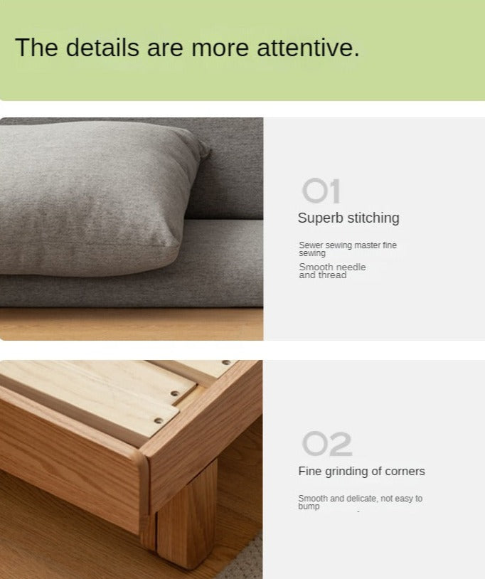 Solid Oak & Beech Wood Sofa Bed - Convertible Sleeper Sofa for Small Spaces, Guest Room & Living Room Furniture - Durable & Stylish Modern Design