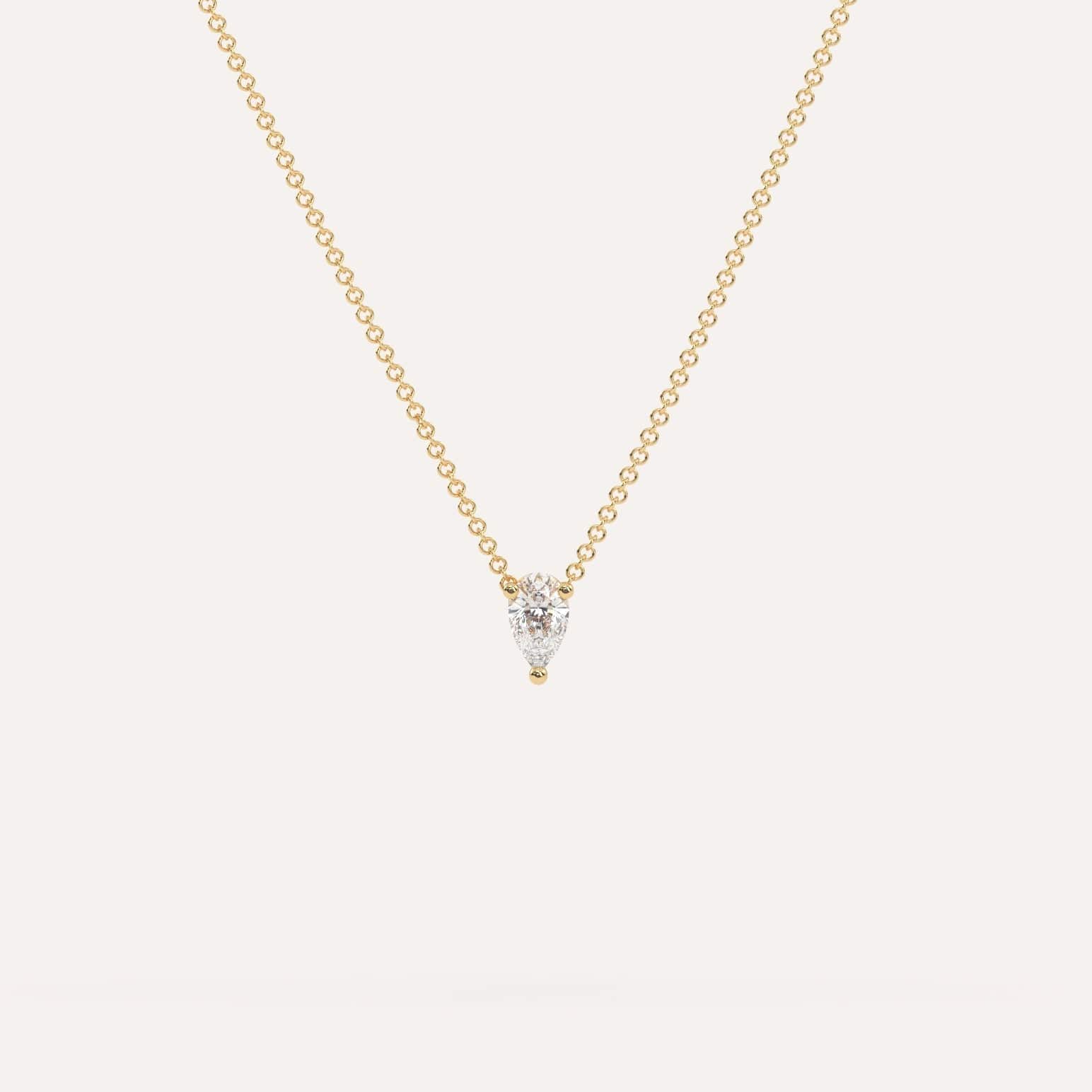 1/2 Carat Pear Floating Diamond Necklace - Elegant 14K Gold Pendant for Women - Perfect for Weddings, Anniversaries & Special Occasions
