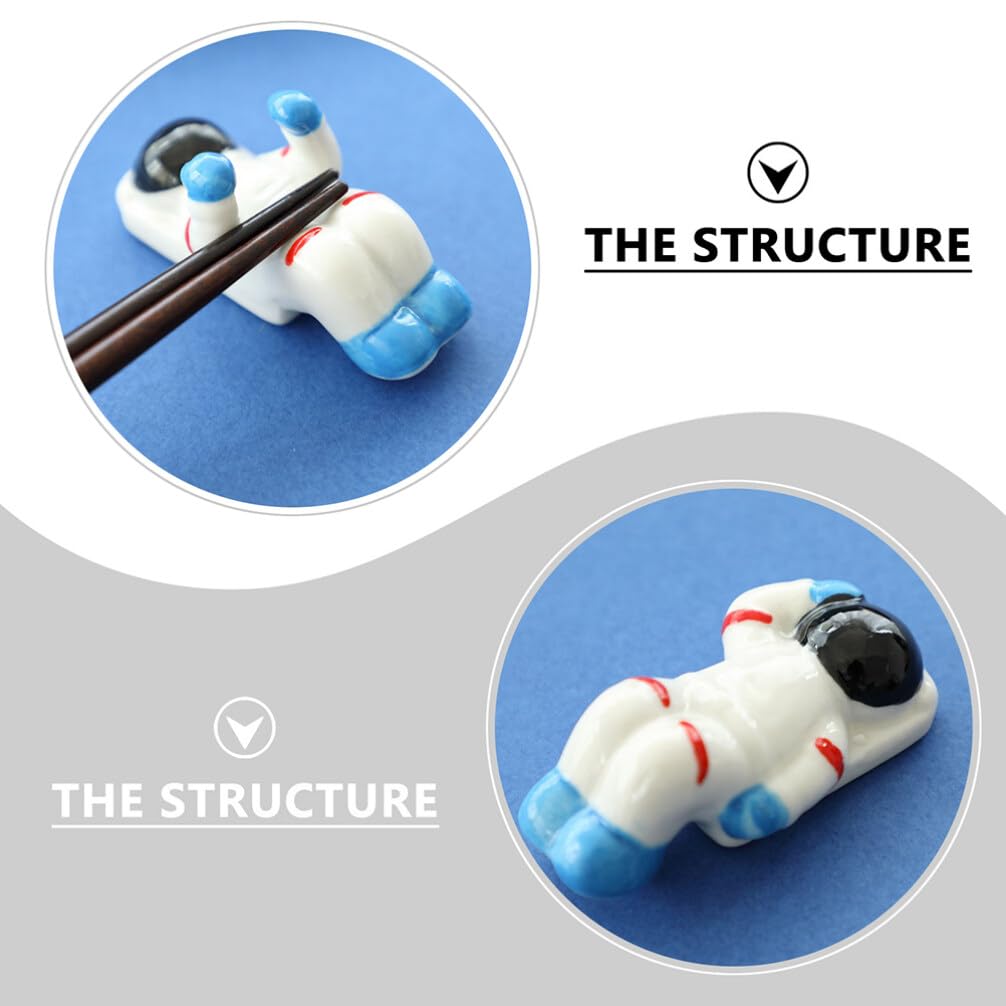 PRETYZOOM 3-Piece Ceramic Chopstick Holder Set - Spaceman Design Chopstick Rest Stand for Dining Table, Sushi, Asian Cuisine & Cake Decorating - Stylish Kitchen & Tableware Accessories