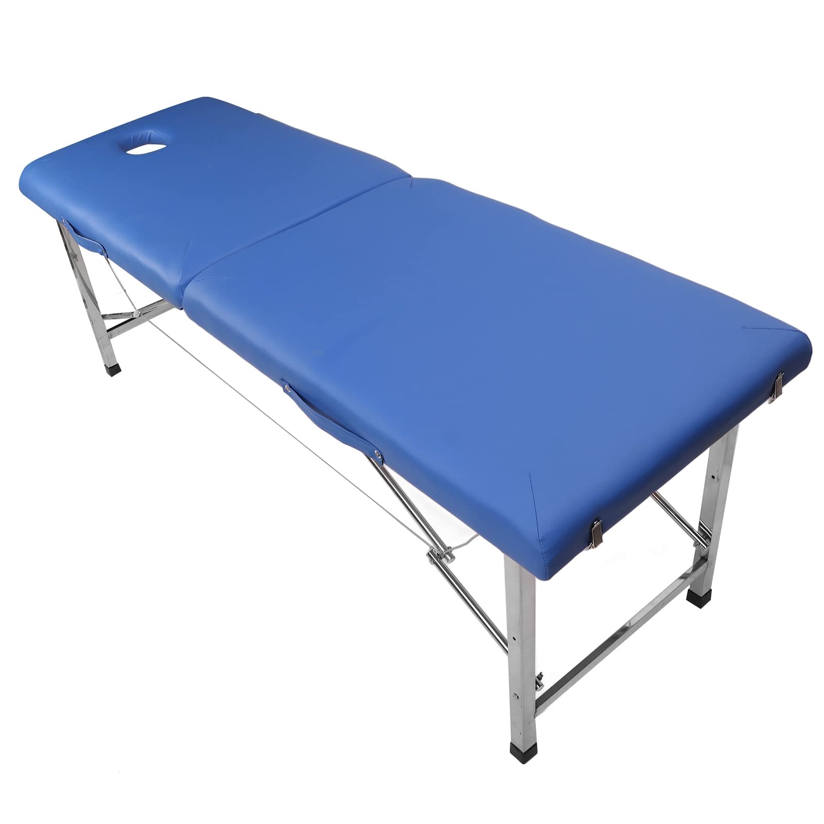 Portable Folding Massage Table with Blue Steel Frame & PU Leather Surface - Professional Spa, Home Massage, and Physical Therapy Use