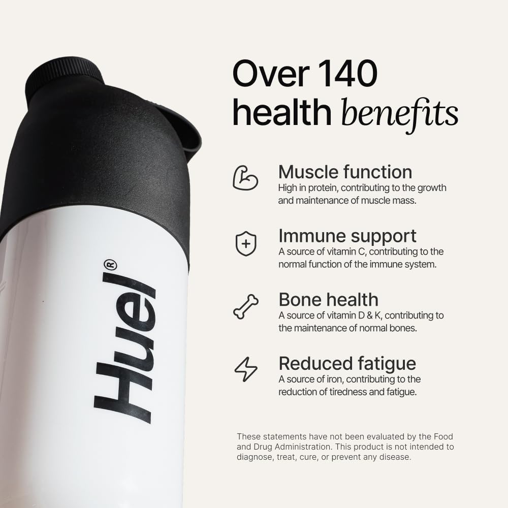 Huel Vegan Protein Powder - Strawberry Flavor | 20g Plant-Based Protein per Serving | Complete Nutrition with 27 Vitamins & Minerals | Gluten Free, Non-GMO, Lactose Free (26 Servings) | Perfect for Smoothies, Post-Workout Recovery & Meal Replacement