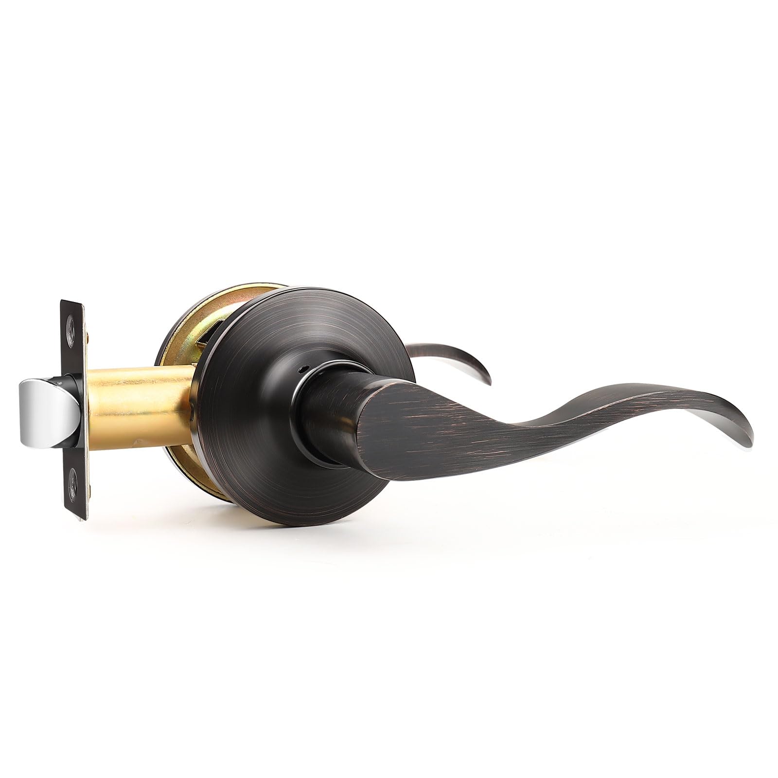 GOBEKOR Oil Rubbed Bronze Door Knobs - 1 Pack Passage Door Handles for Hallway, Closet & Interior Doors - Keyless Entry Lever for Home & Office Use