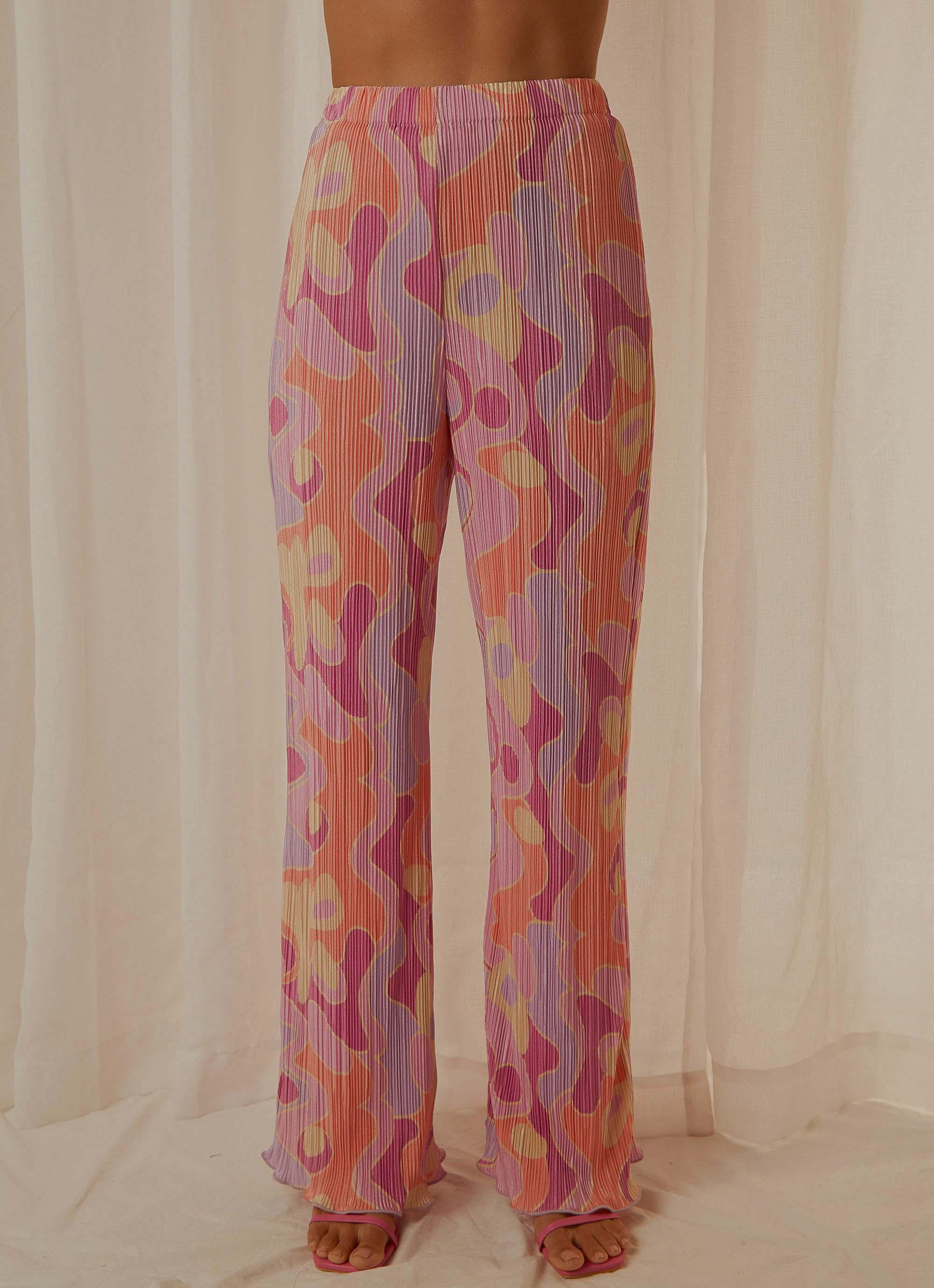 90s Muse Pants - Vintage Psychedelic Print High Waisted Flare Jeans for Women | Retro Fashion, Festival Outfit, Hippie Style