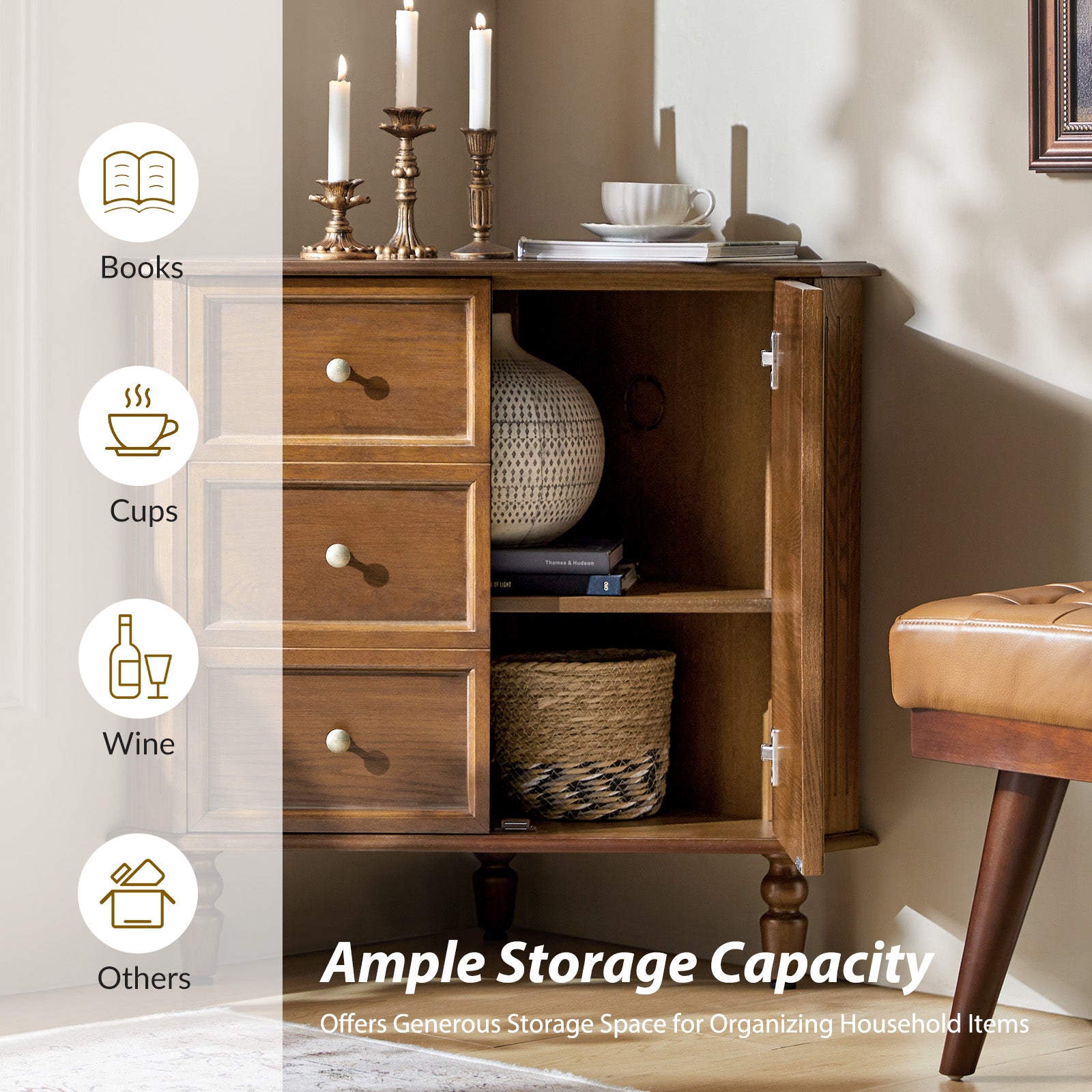 Belle Multifunctional Corner Storage Cabinet - Space Saving Organizer for Bathroom, Kitchen & Living Room | Multiple Styles & Sizes Available
