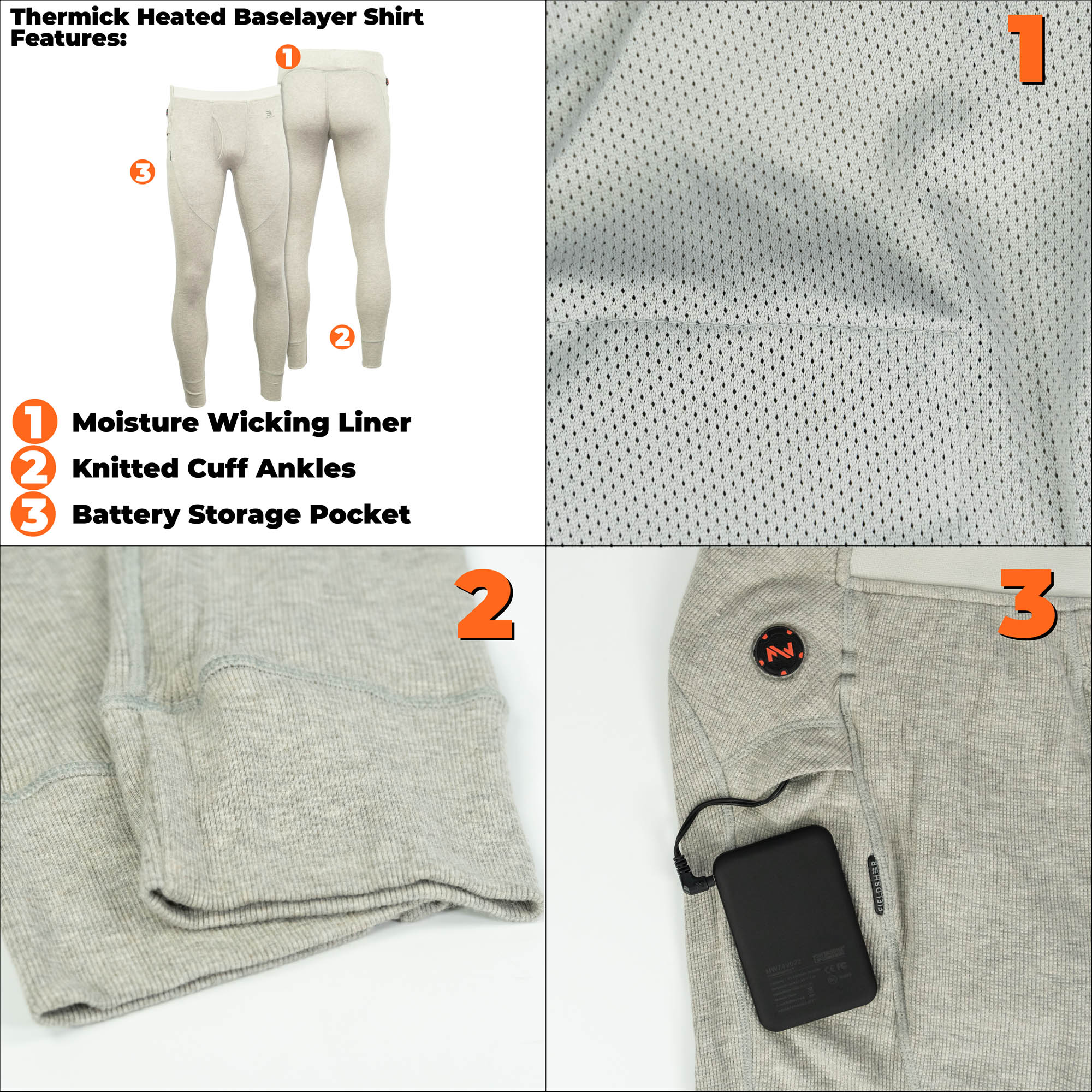Thermick 2.0 Men's Thermal Base Layer Pants - Cold Weather Underwear for Skiing, Hiking & Winter Sports