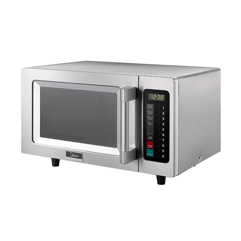 Midea 1025F1A 1000W Commercial Microwave Oven - 0.9 CuFt Stainless Steel Countertop with Touch Control | Perfect for Restaurants, Cafes & Office Kitchens