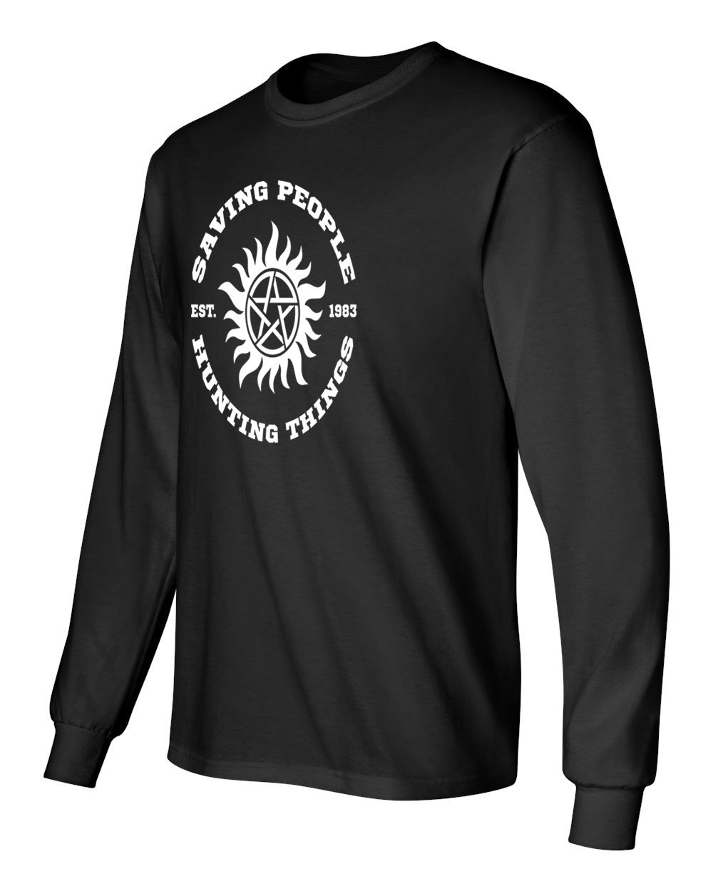 Supernatural Dean Winchester Men's Long Sleeve T-Shirt - Black, Small Size - TV Show Merchandise for Fans & Cosplay Costume